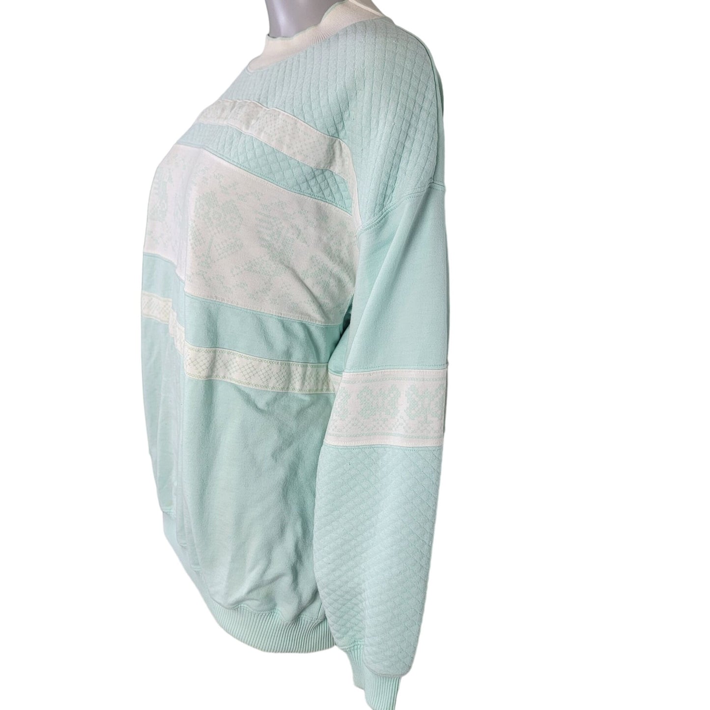 Vintage 90s Sweatshirt Women Plus 2X Sweater Shirt Blue White