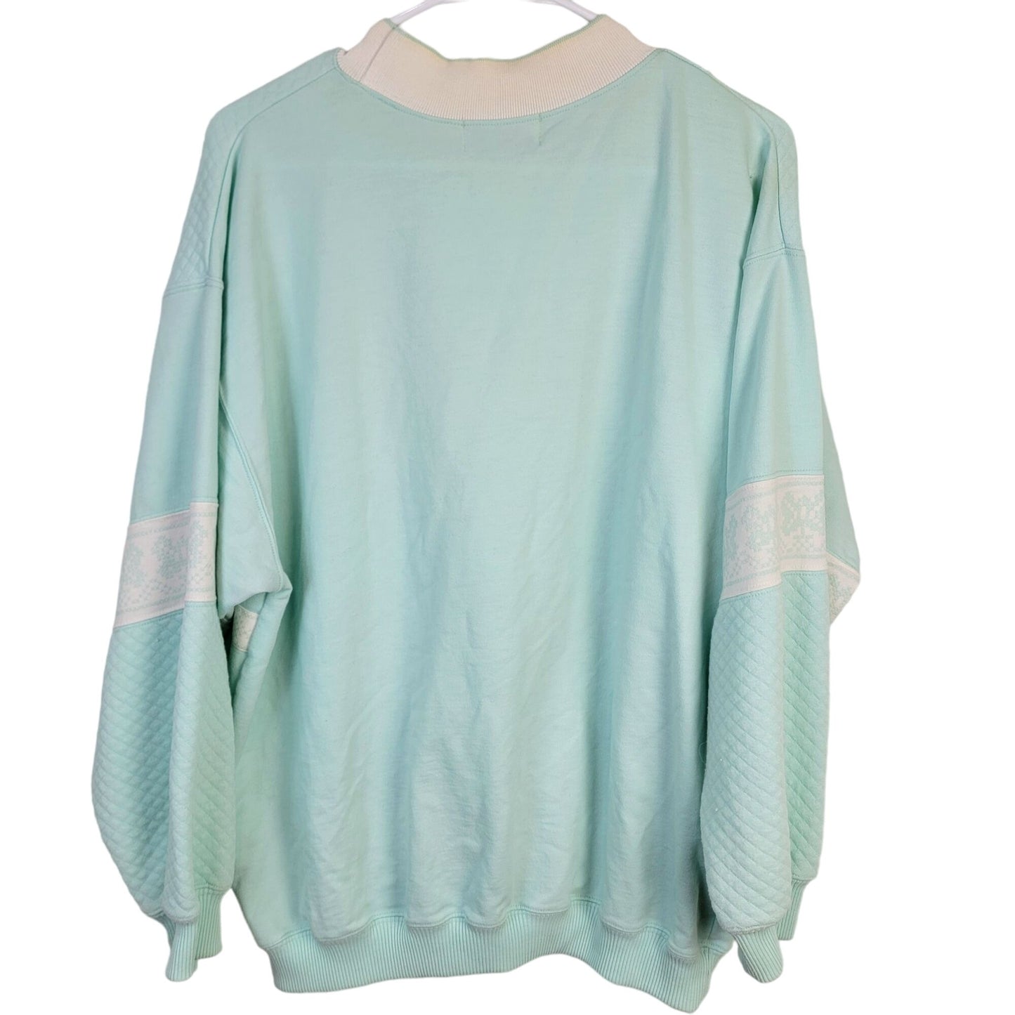 Vintage 90s Sweatshirt Women Plus 2X Sweater Shirt Blue White