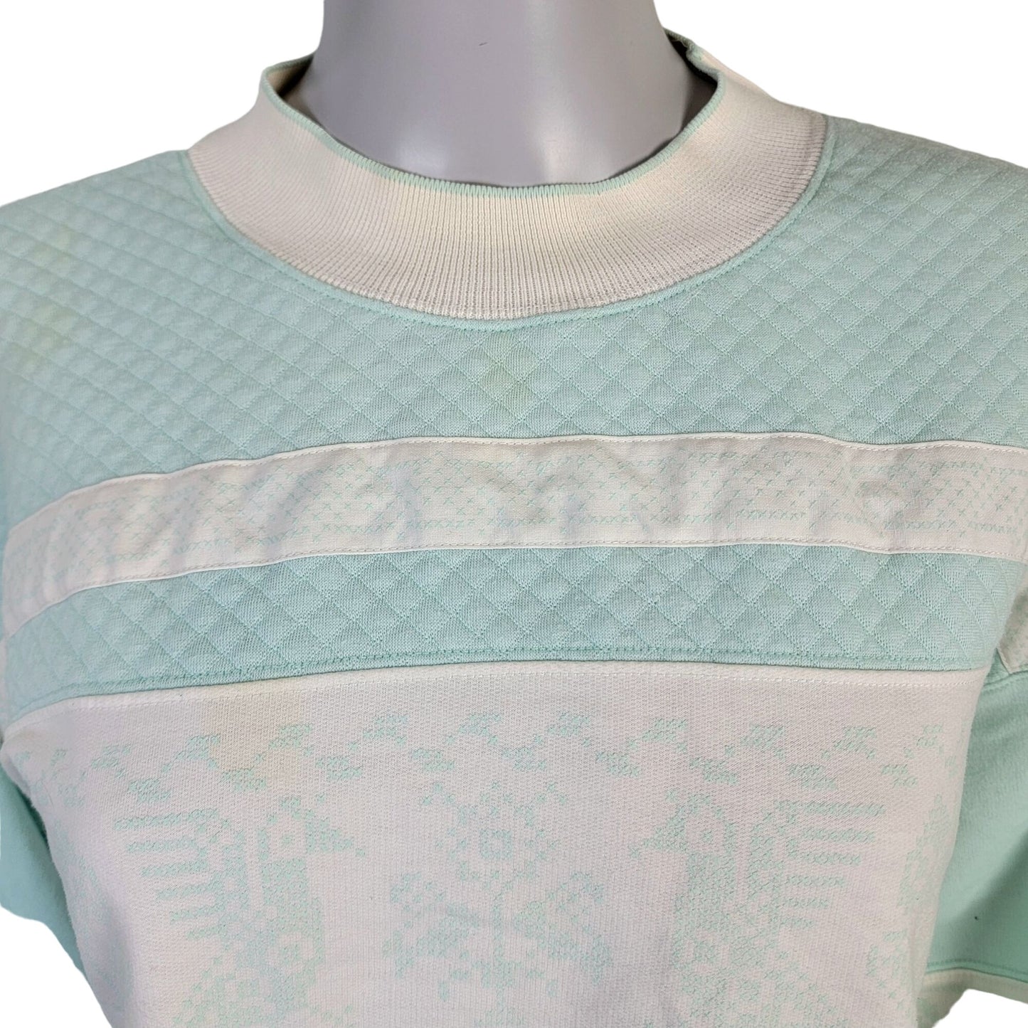 Vintage 90s Sweatshirt Women Plus 2X Sweater Shirt Blue White