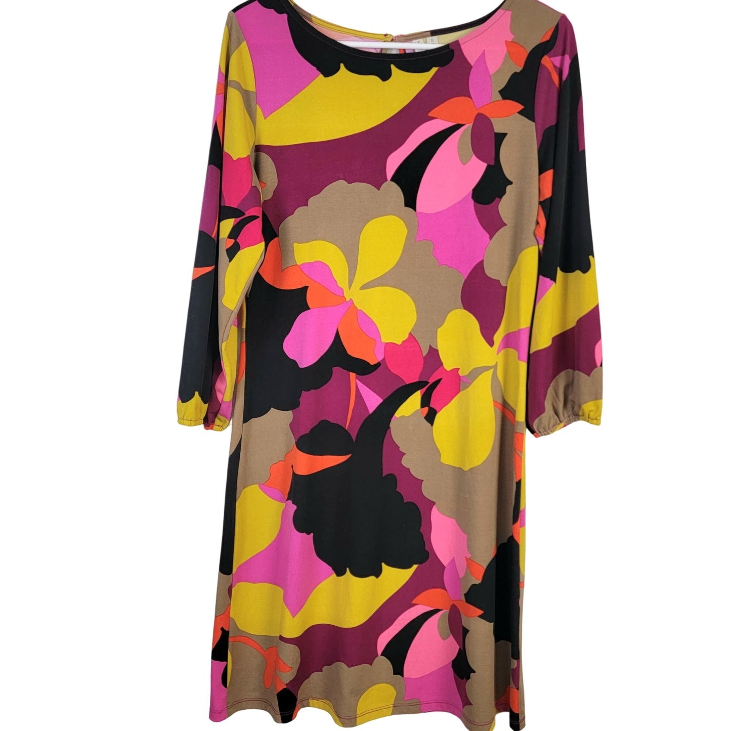 Madison Colorful Retro Mod Shift Dress Women Small Knee Length