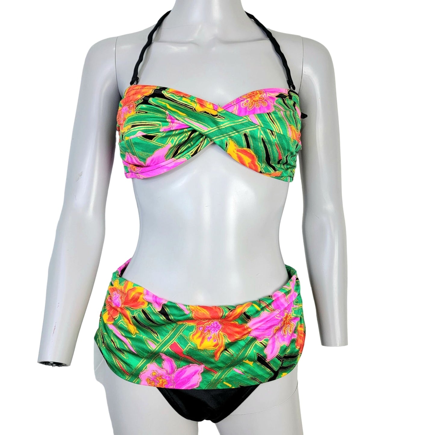 Catalina Vintage 80s Bikini Women 12 Swim Top High Cut Bottom Beach