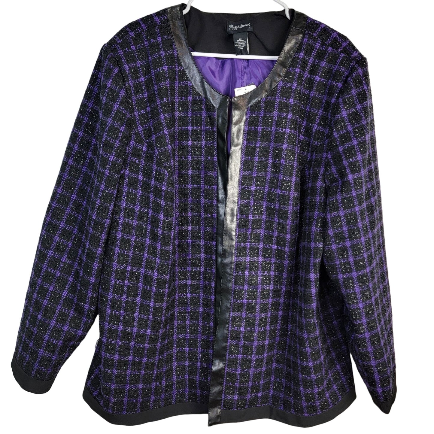 Maggie Barnes Vintage Plaid Blazer Jacket Women 2X Tweed Formal Coat