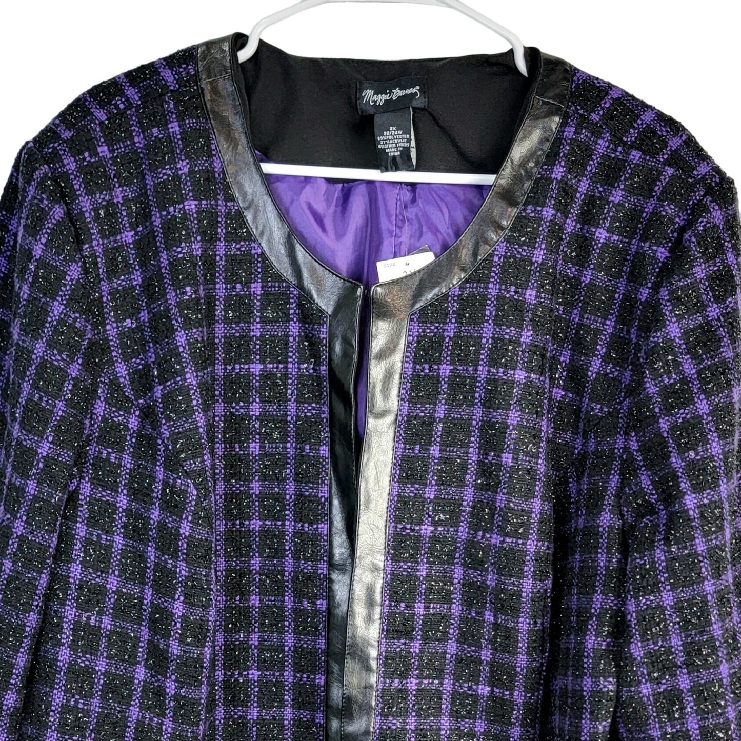 Maggie Barnes Vintage Plaid Blazer Jacket Women 2X Tweed Formal Coat
