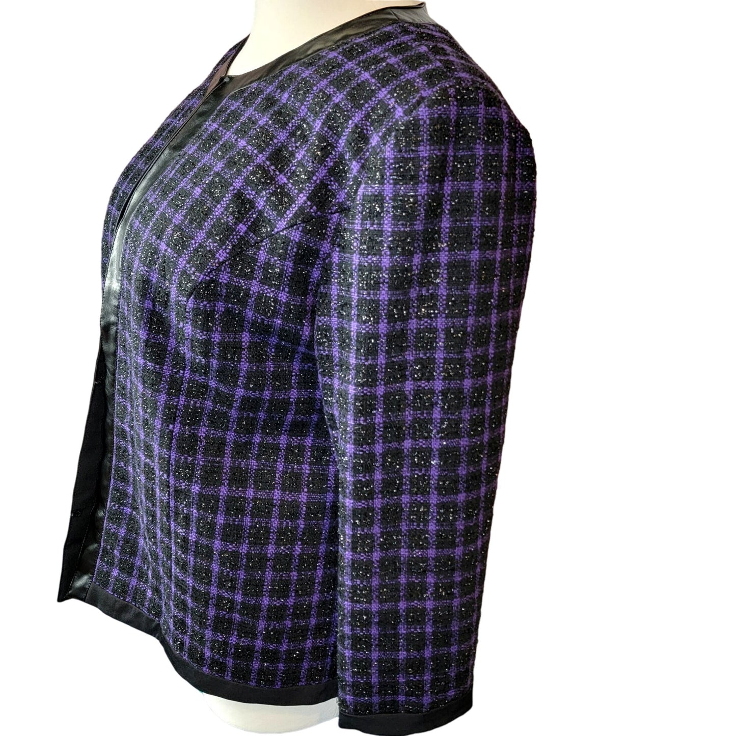 Maggie Barnes Vintage Plaid Blazer Jacket Women 2X Tweed Formal Coat