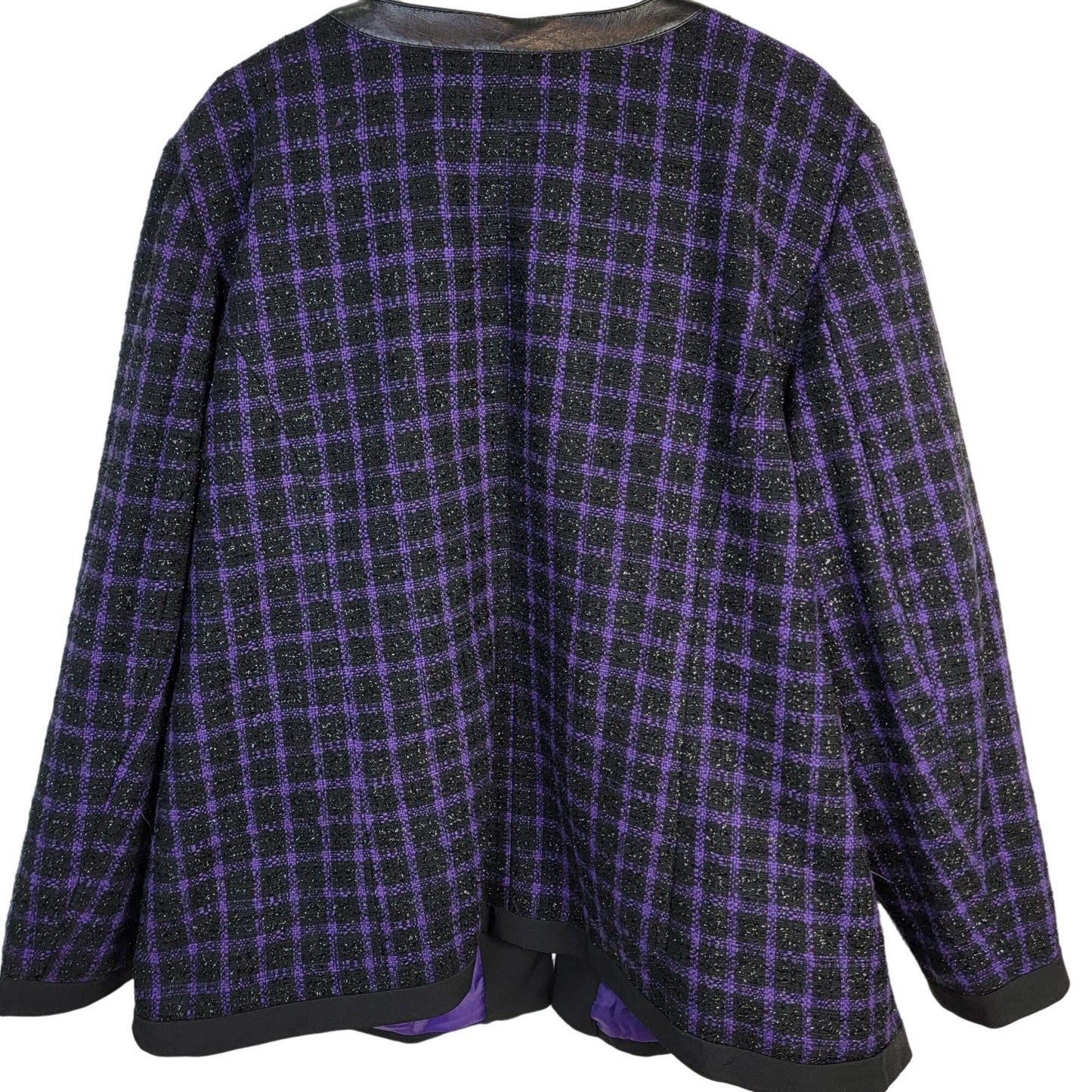 Maggie Barnes Vintage Plaid Blazer Jacket Women 2X Tweed Formal Coat