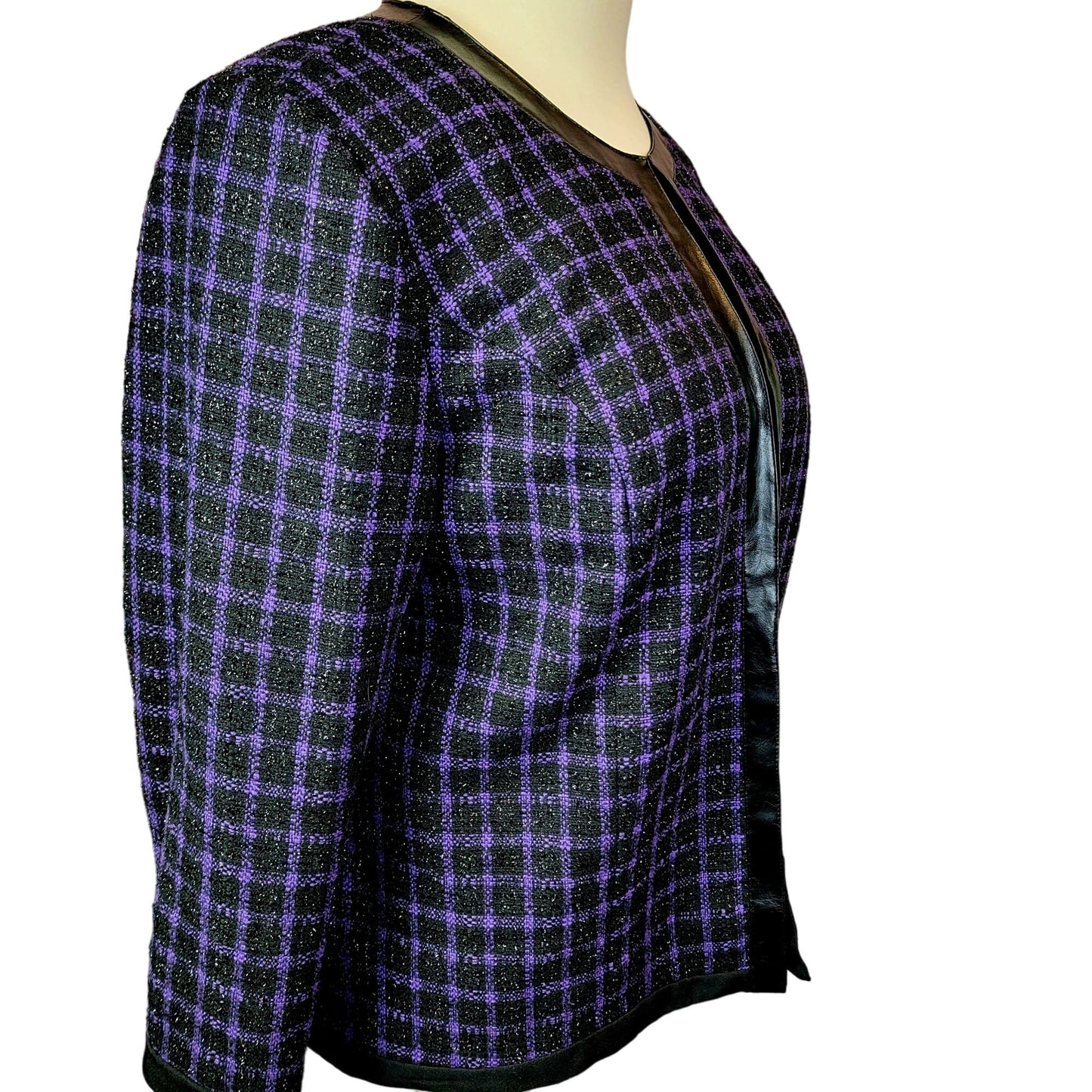 Maggie Barnes Vintage Plaid Blazer Jacket Women 2X Tweed Formal Coat