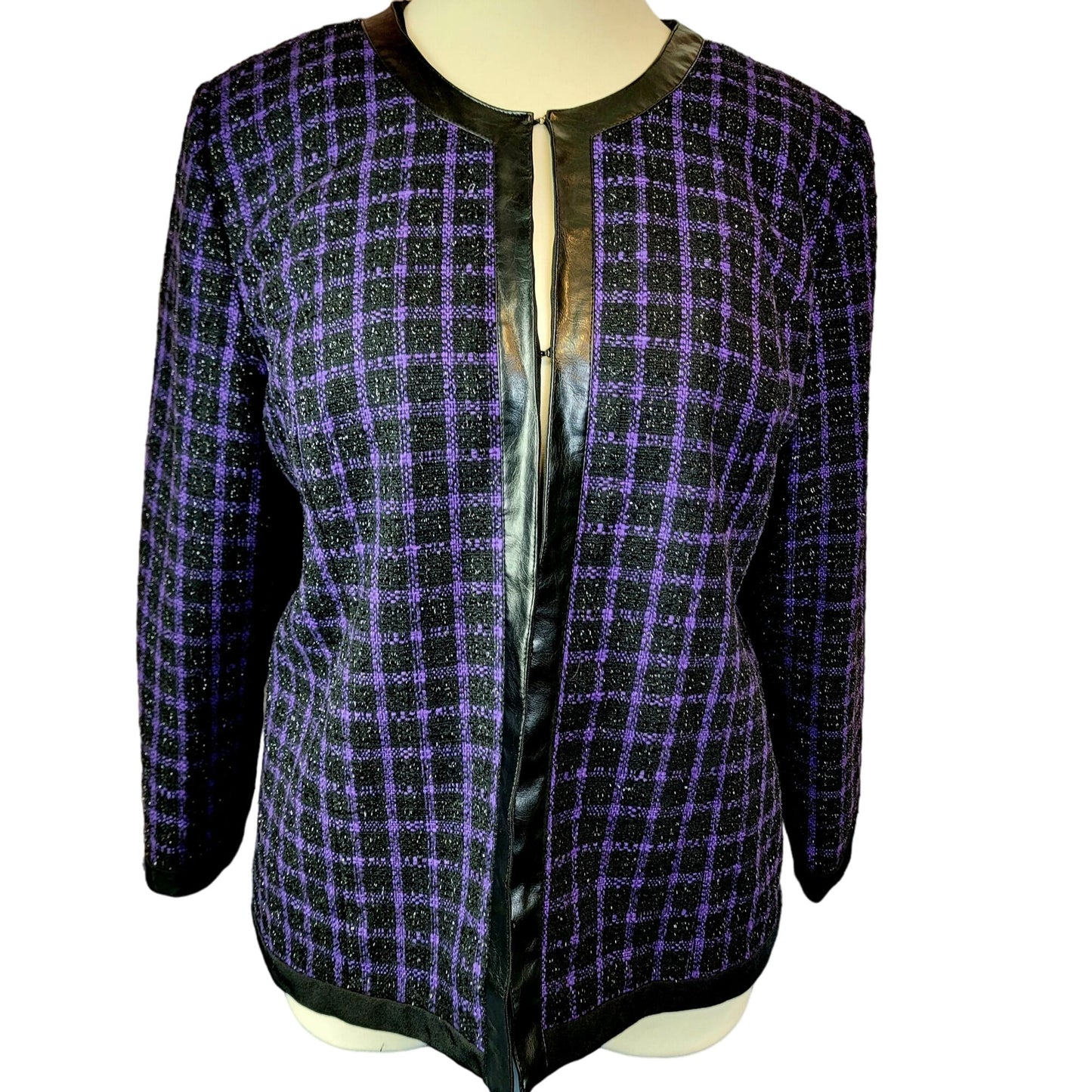 Maggie Barnes Vintage Plaid Blazer Jacket Women 2X Tweed Formal Coat