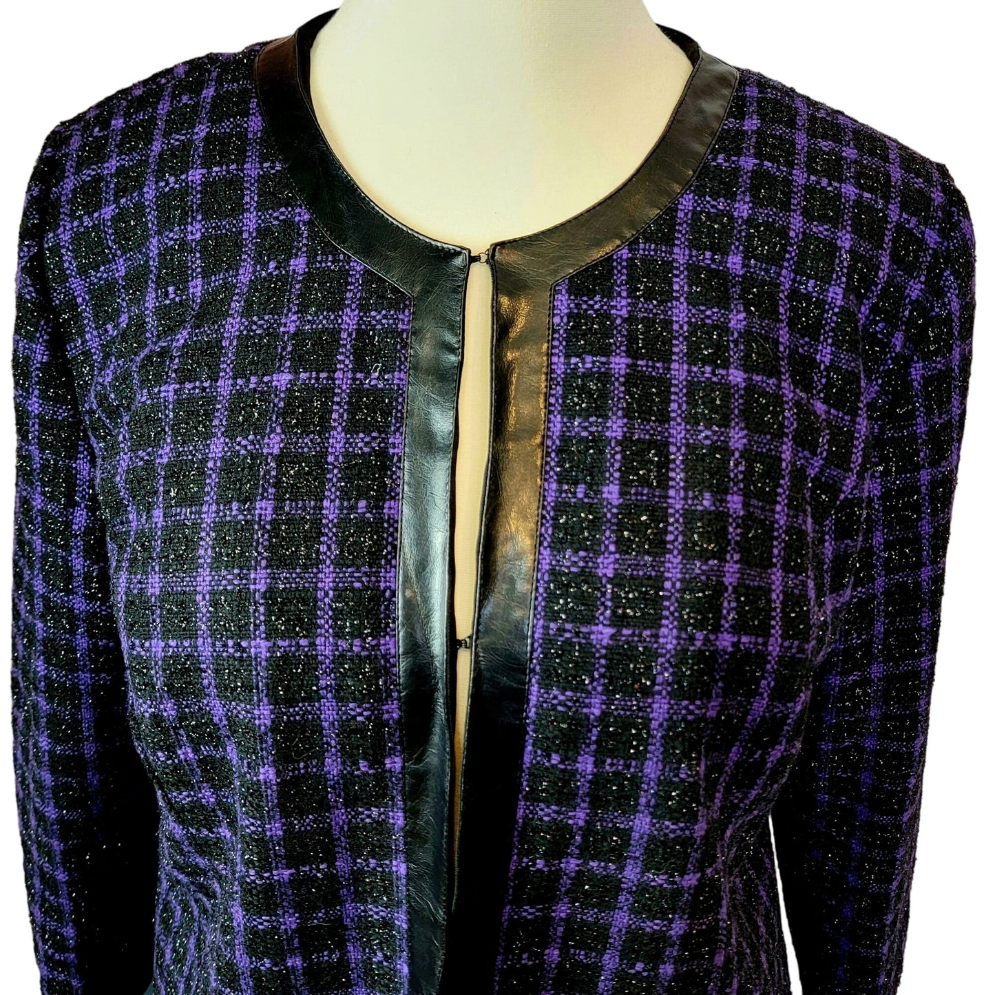 Maggie Barnes Vintage Plaid Blazer Jacket Women 2X Tweed Formal Coat