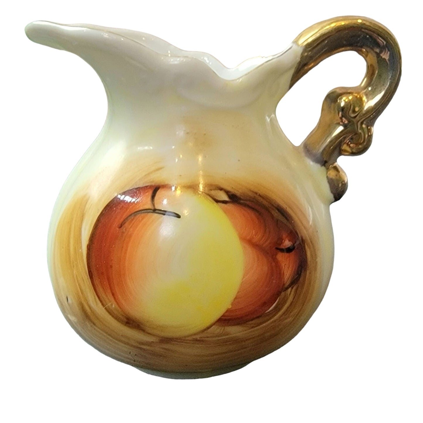 Artmark Vintage 60s Pitcher & Bowl Set Peach Gold Fruit Japan Porcelain Home mcm