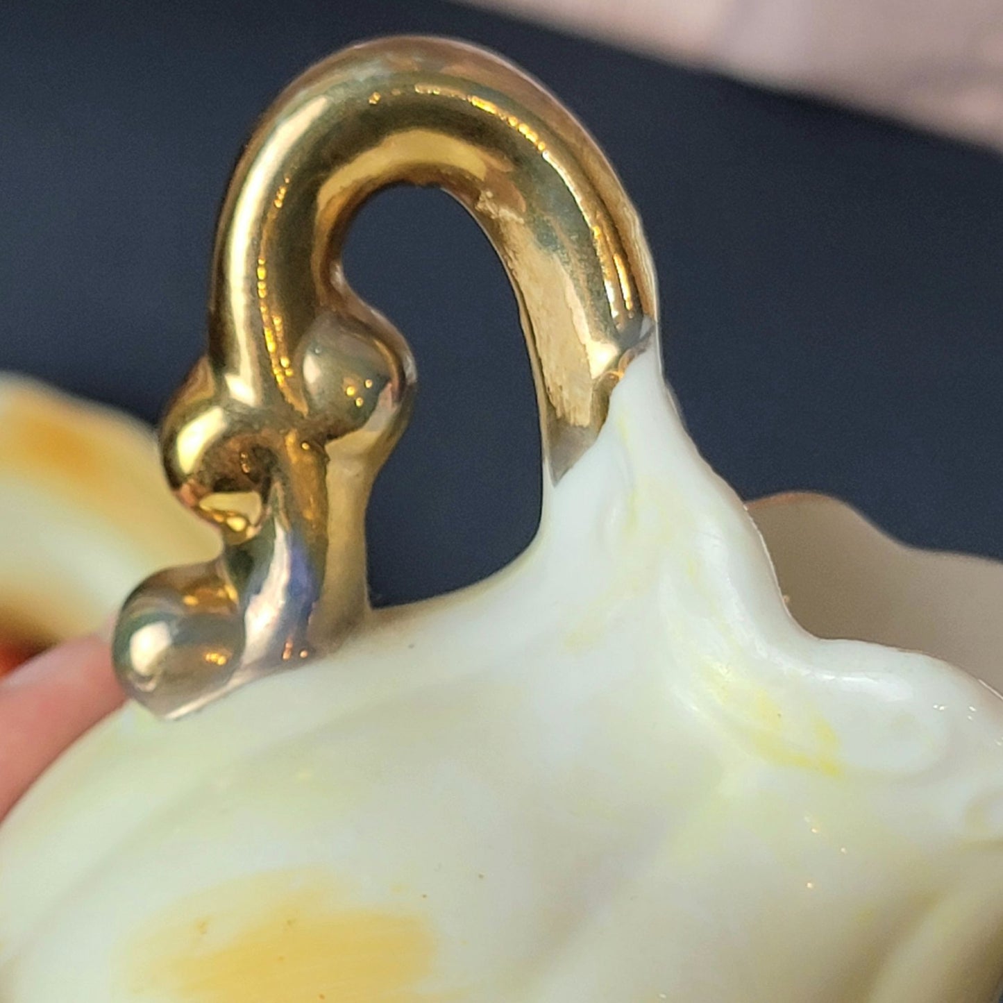 Artmark Vintage 60s Pitcher & Bowl Set Peach Gold Fruit Japan Porcelain Home mcm