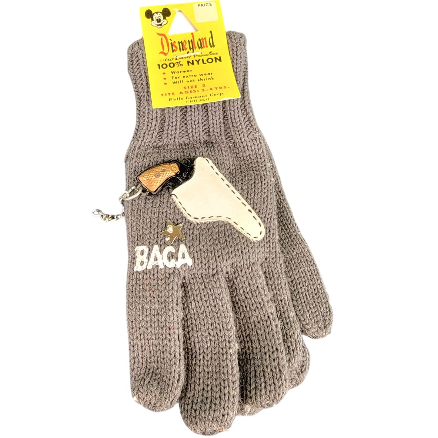 Vintage 50s Disney Gloves Child Elfego Baca Disneyland Souvenir New With Tags