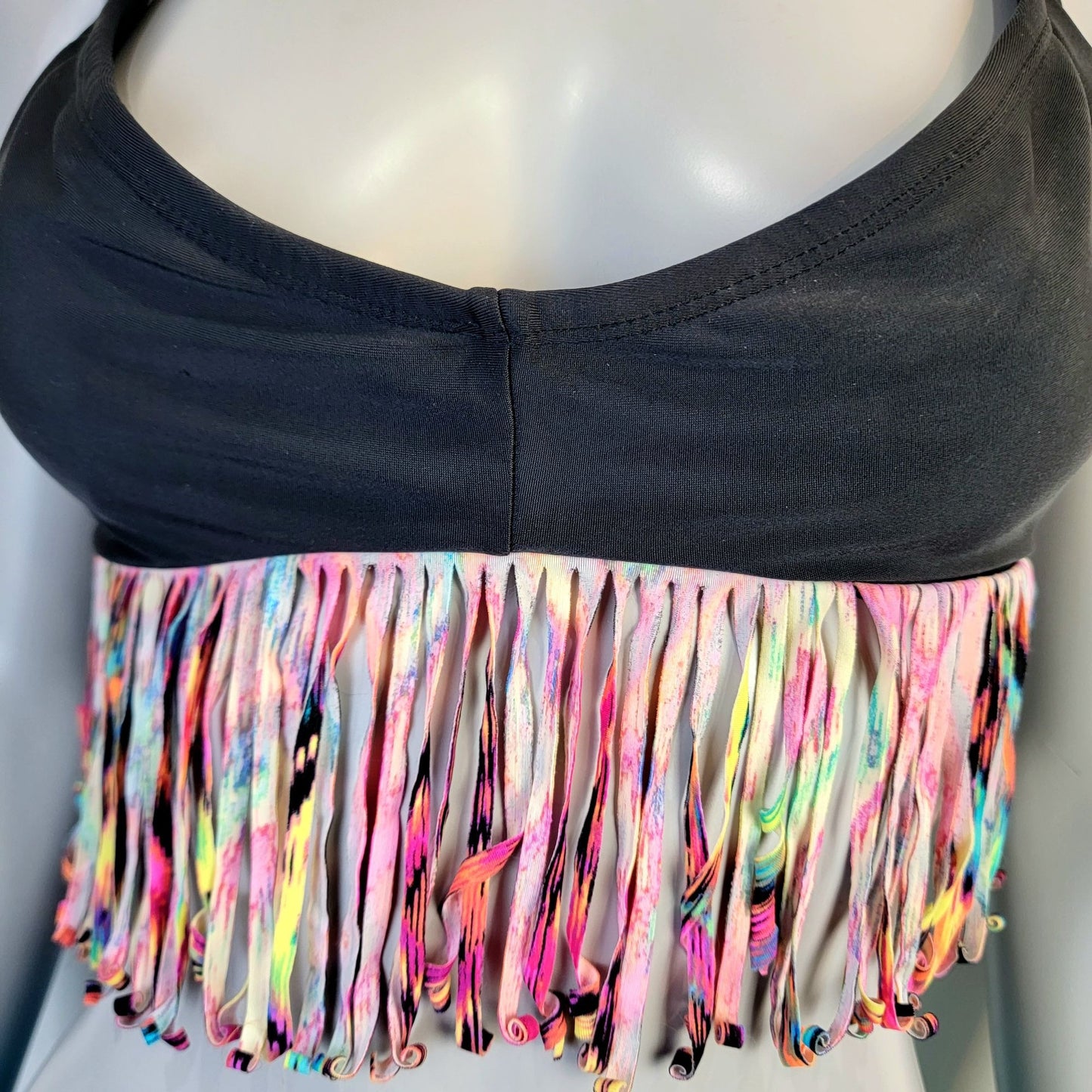 Bongo Vintage Y2K Bikini Women Medium Boho Black Fringe Swim