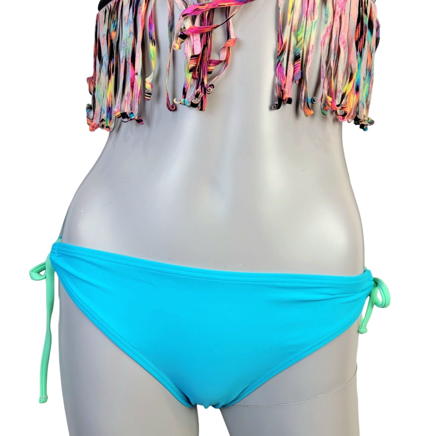 Bongo Vintage Y2K Bikini Women Medium Boho Black Fringe Swim