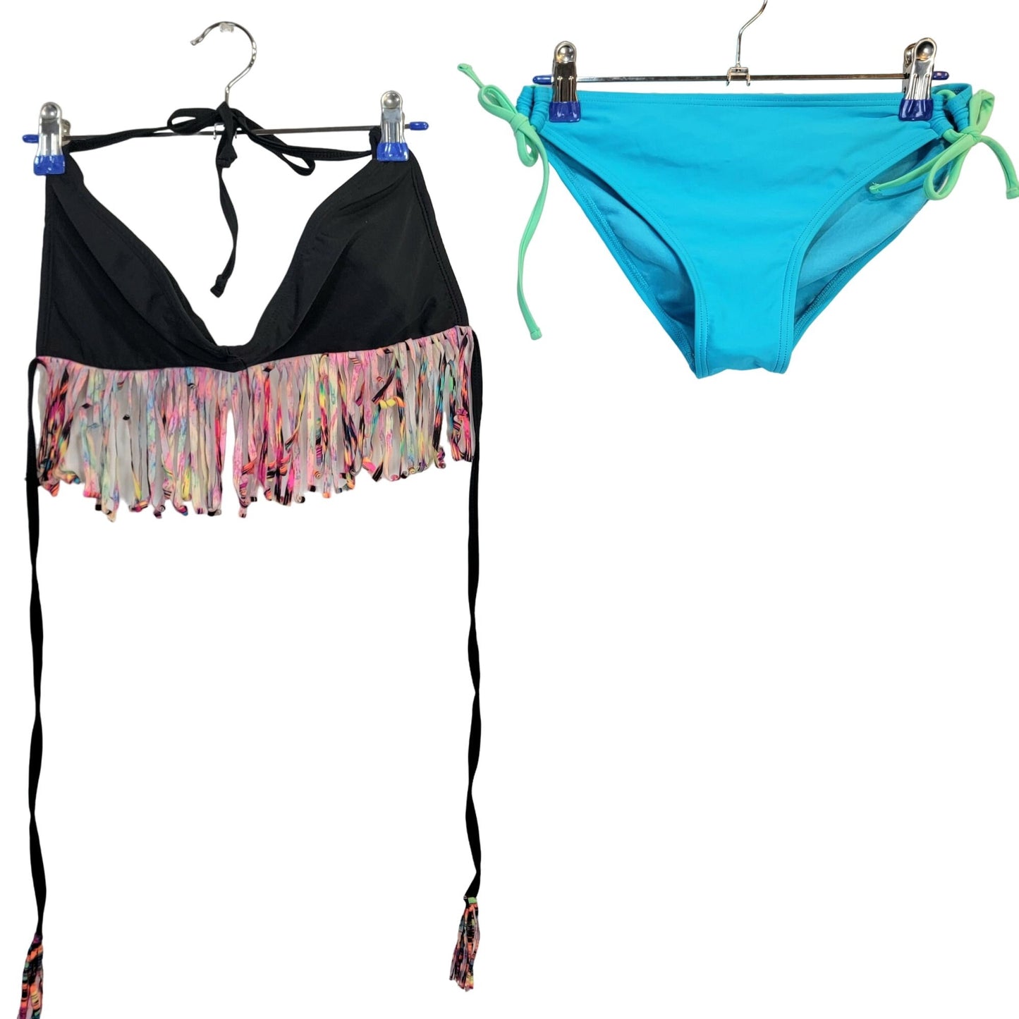 Bongo Vintage Y2K Bikini Women Medium Boho Black Fringe Swim