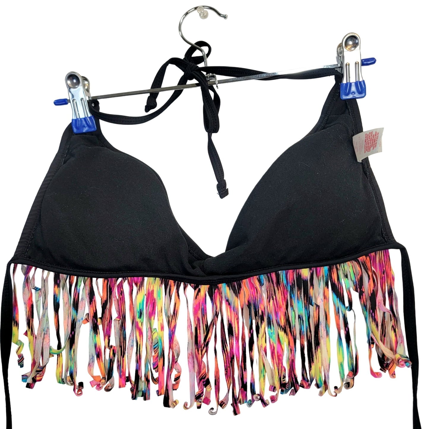 Bongo Vintage Y2K Bikini Women Medium Boho Black Fringe Swim