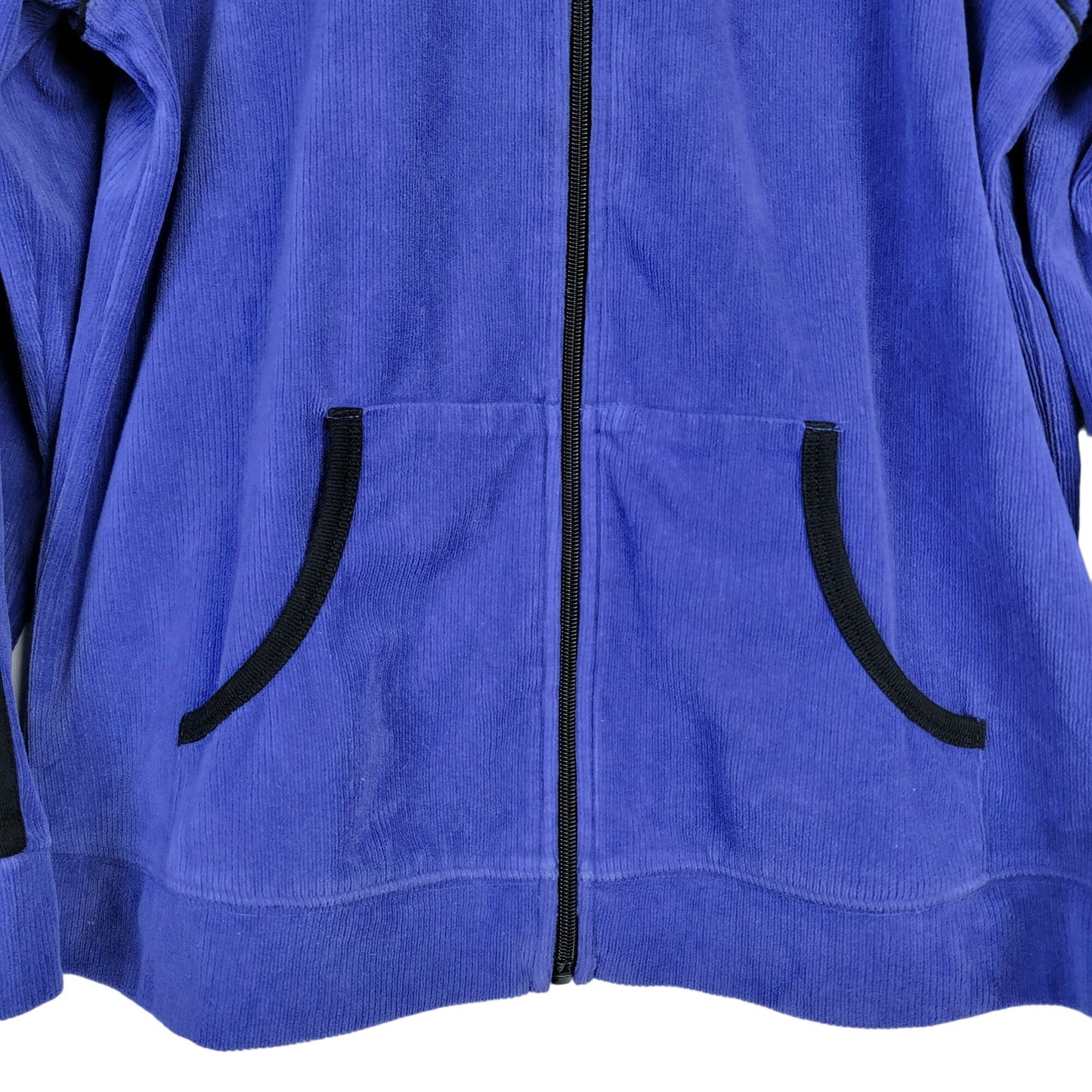 Vintage 90s Ribbed Side Stripe Jacket Women Large Blue Black
