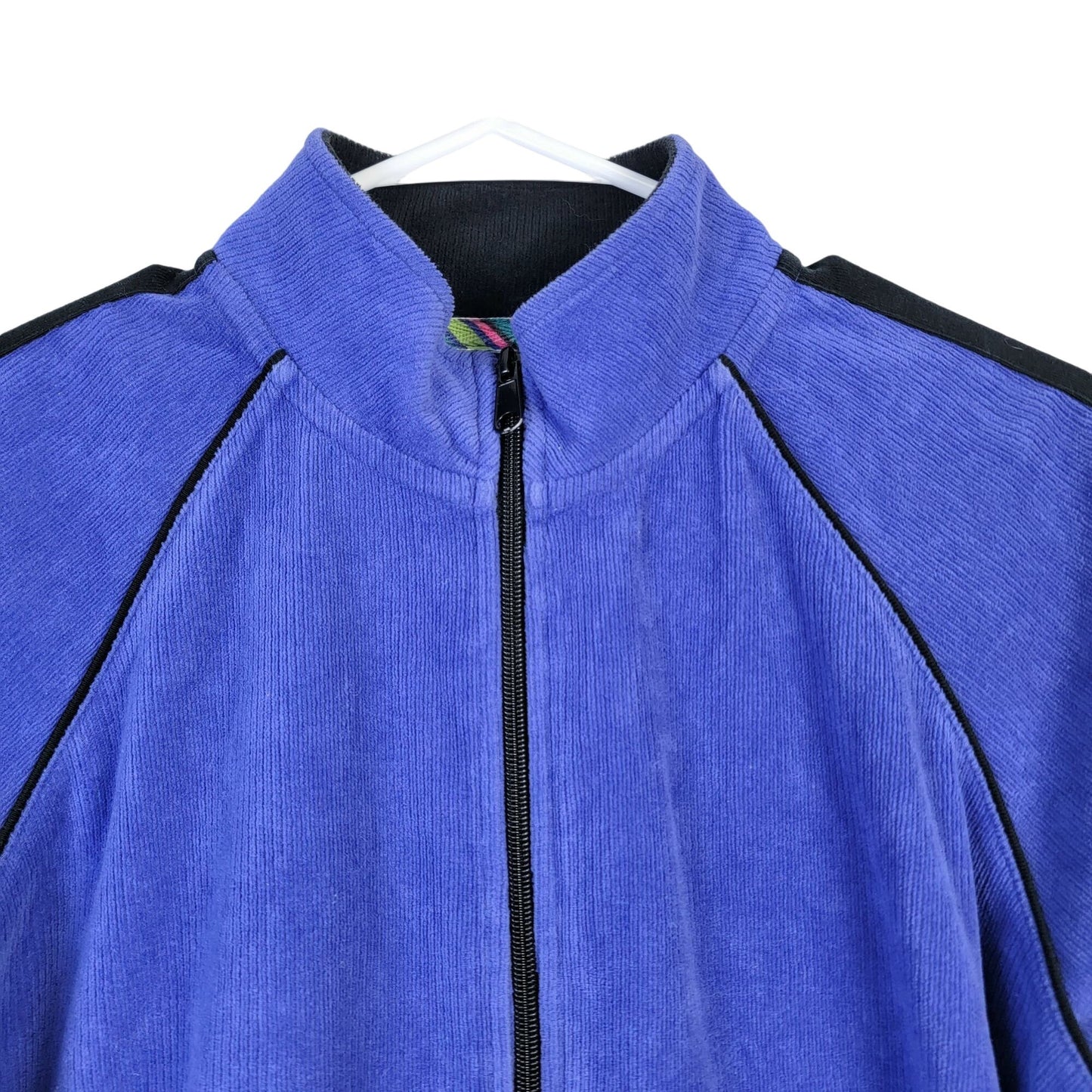 Vintage 90s Ribbed Side Stripe Jacket Women Large Blue Black