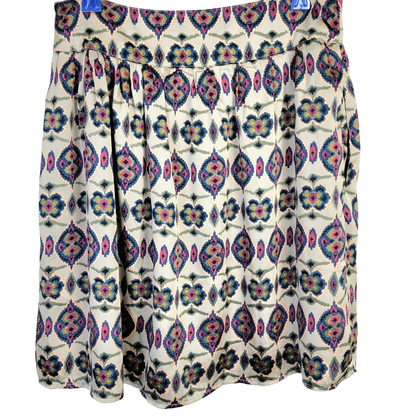 Vintage 90s Satin Mini Skirt Women Medium 8 Geometric A-line