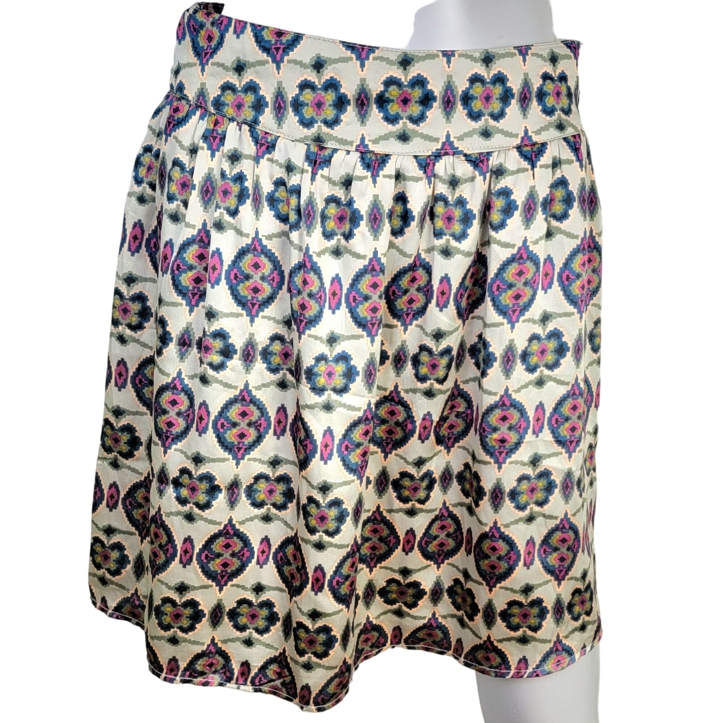 Vintage 90s Satin Mini Skirt Women Medium 8 Geometric A-line