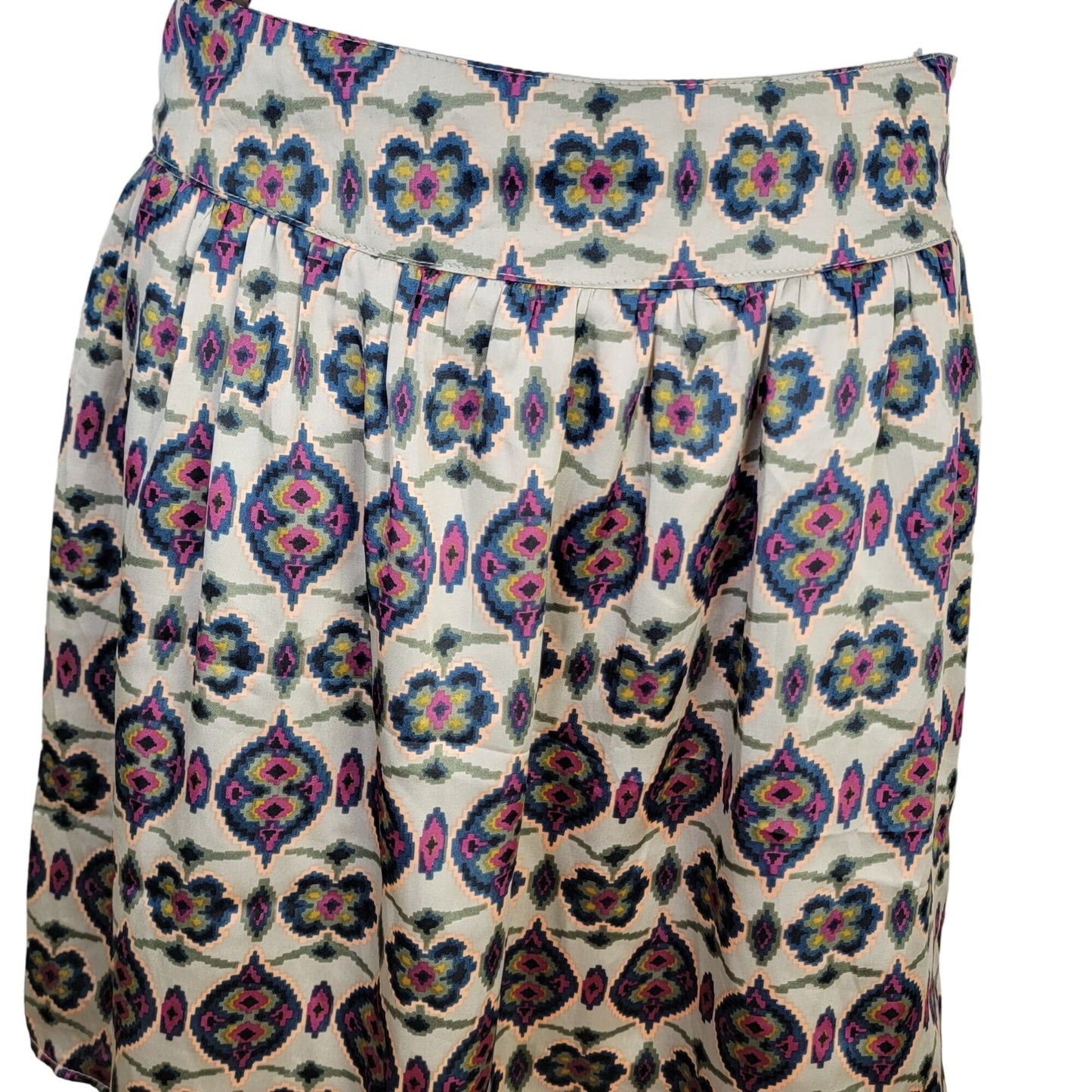 Vintage 90s Satin Mini Skirt Women Medium 8 Geometric A-line