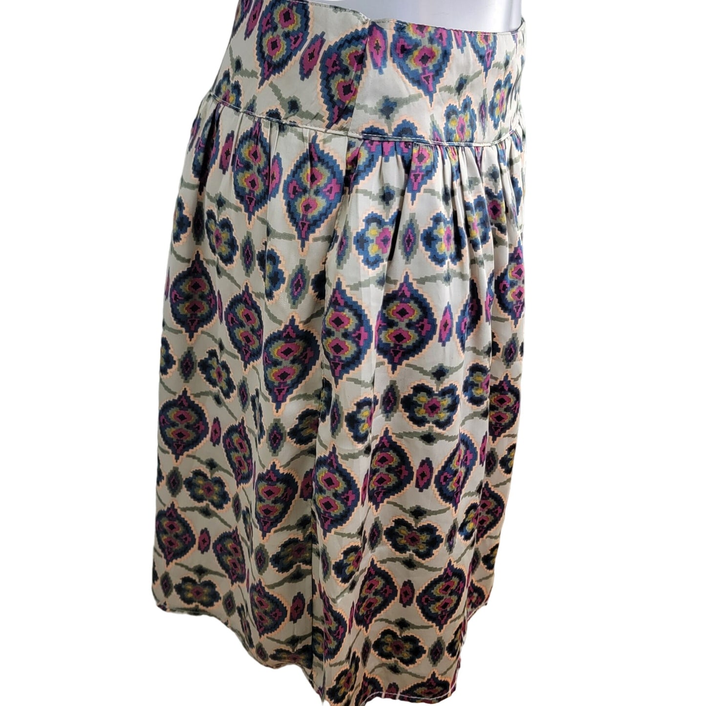 Vintage 90s Satin Mini Skirt Women Medium 8 Geometric A-line