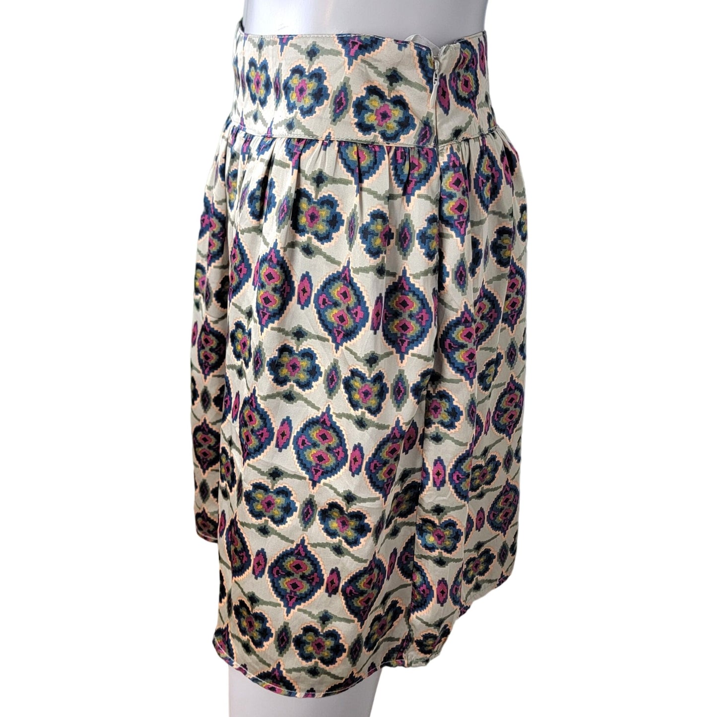 Vintage 90s Satin Mini Skirt Women Medium 8 Geometric A-line