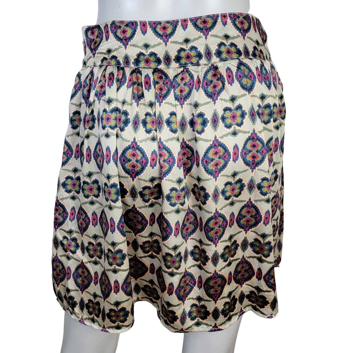 Vintage 90s Satin Mini Skirt Women Medium 8 Geometric A-line