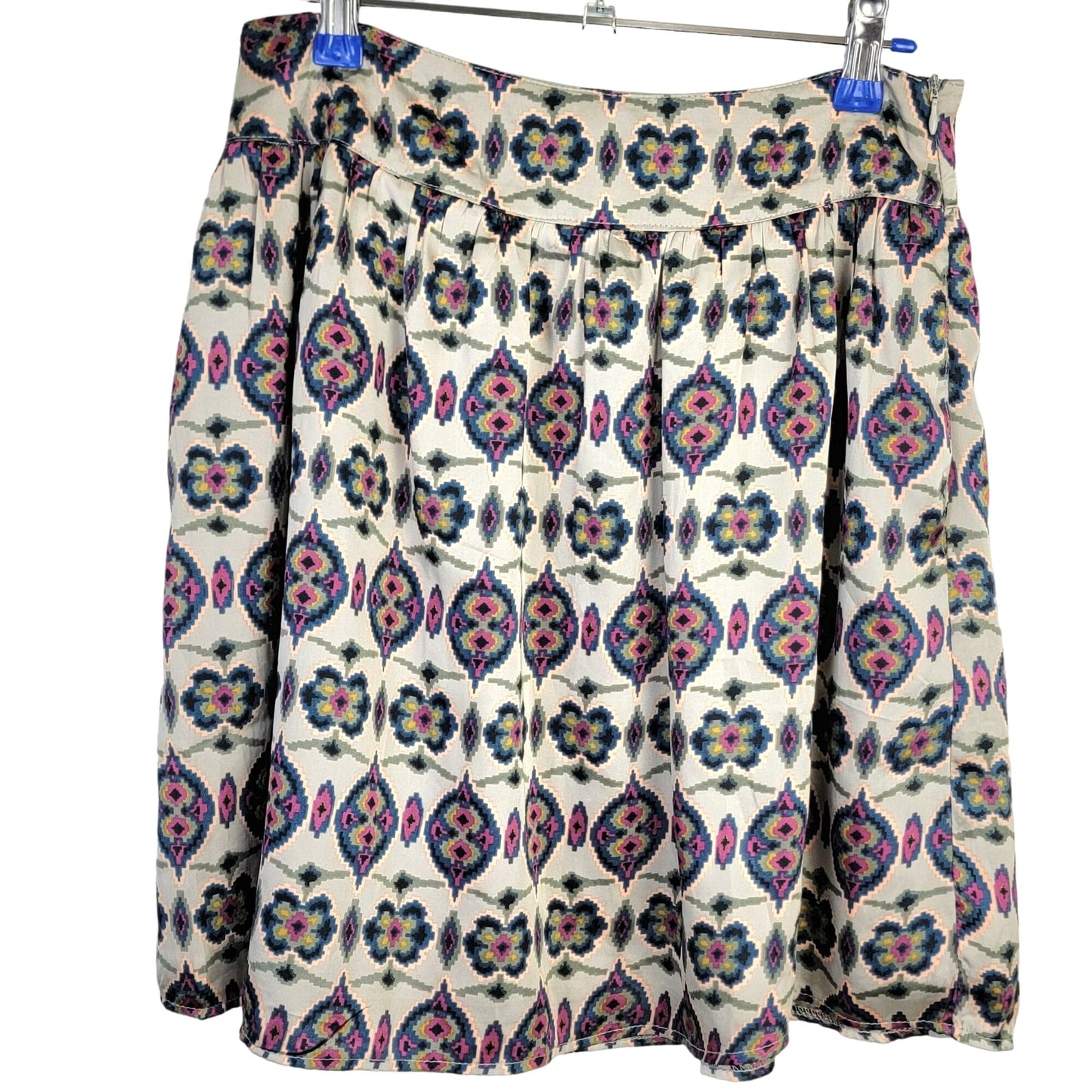 Vintage 90s Satin Mini Skirt Women Medium 8 Geometric A-line