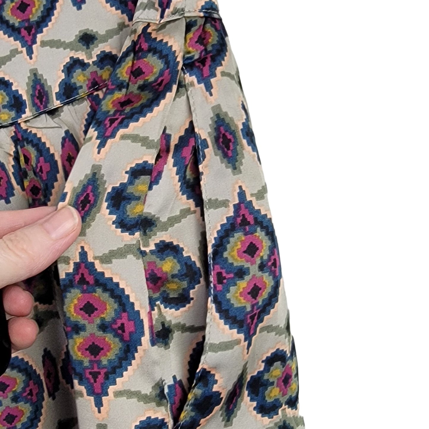 Vintage 90s Satin Mini Skirt Women Medium 8 Geometric A-line