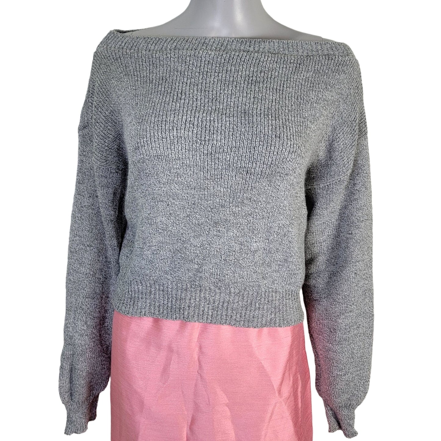 Nasty Gal Retro 70s Style Sweater Women Large Knit Top Gray