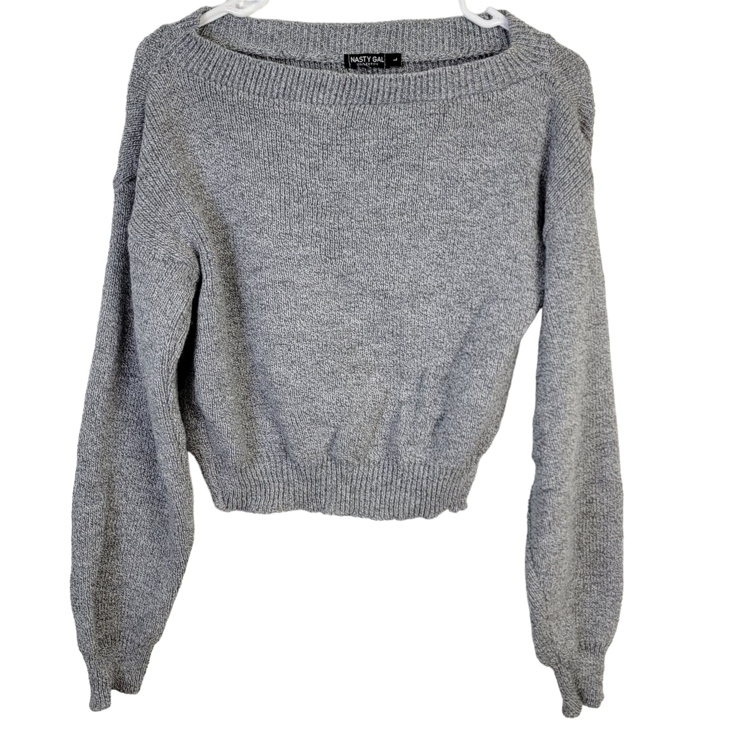 Nasty Gal Retro 70s Style Sweater Women Large Knit Top Gray