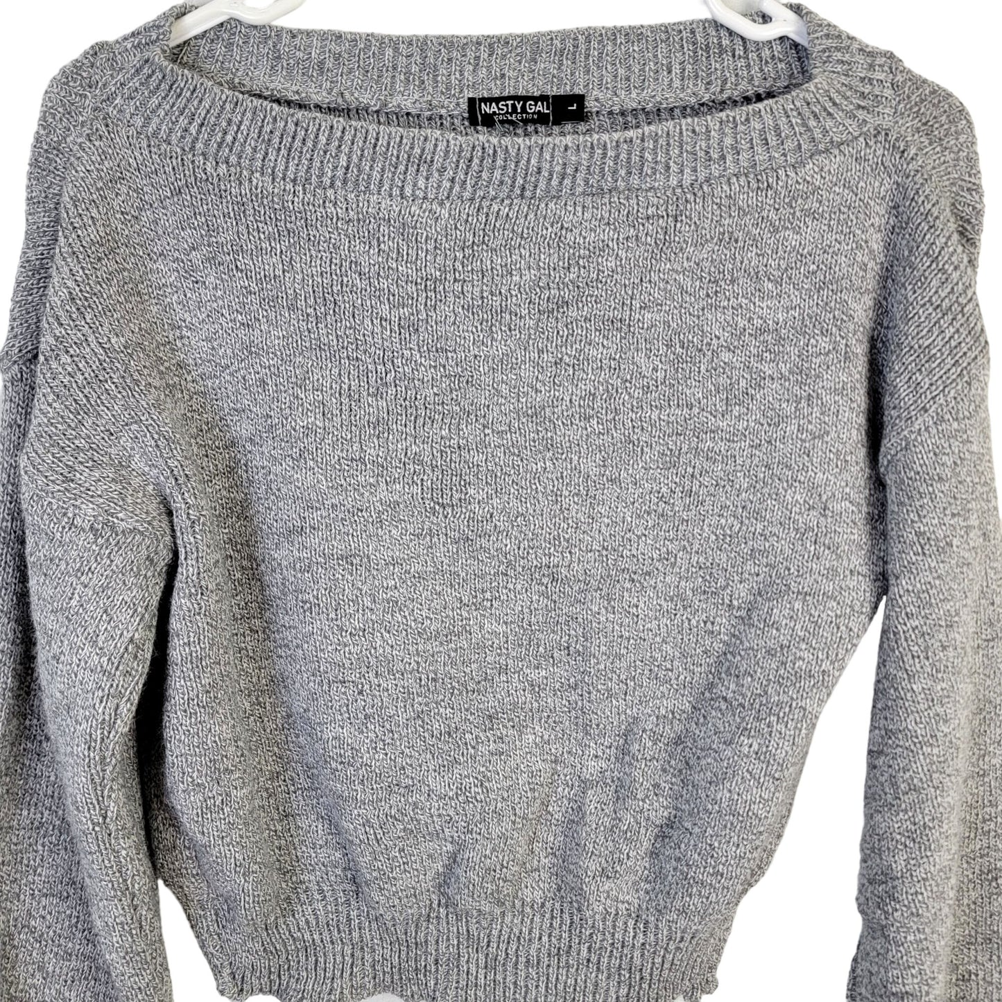 Nasty Gal Retro 70s Style Sweater Women Large Knit Top Gray