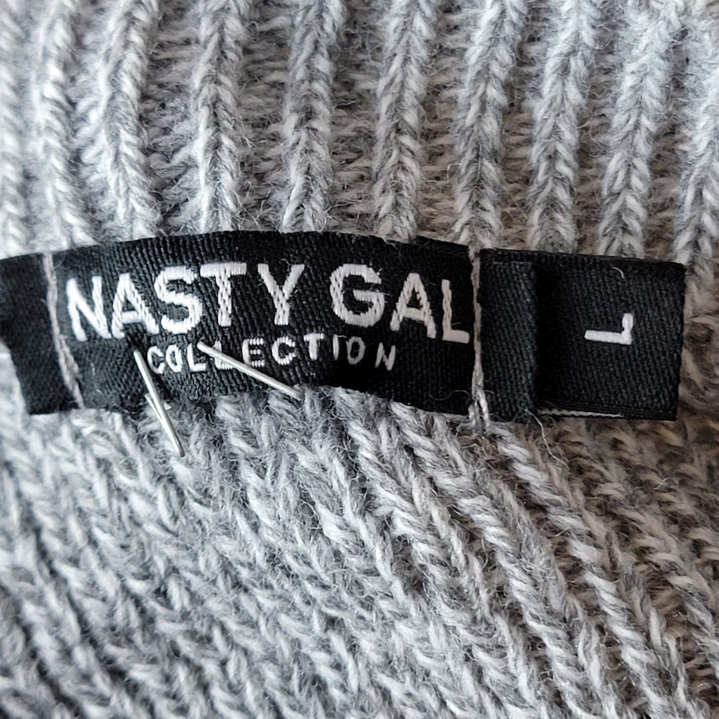 Nasty Gal Retro 70s Style Sweater Women Large Knit Top Gray