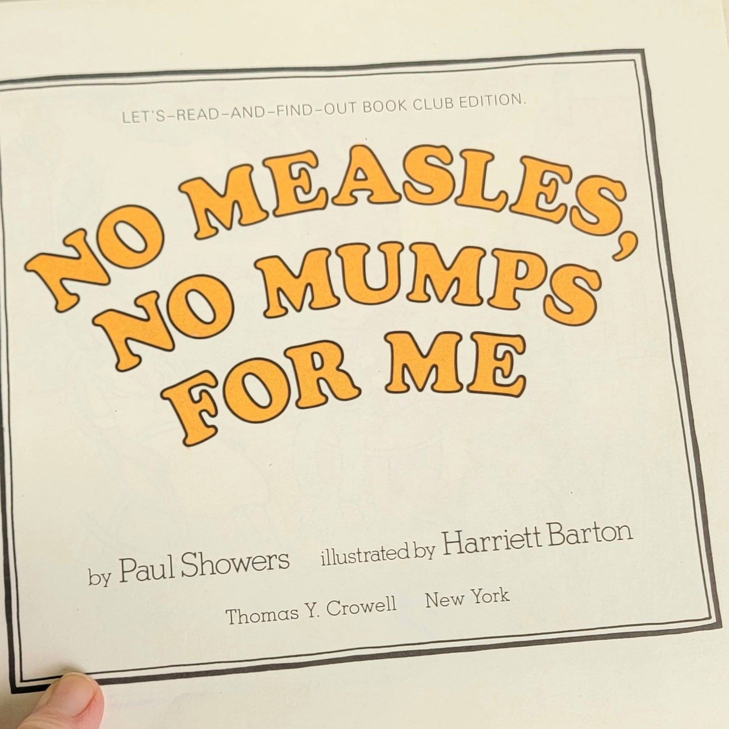 No Measles No Mumps For Me Vintage 80s Hardcover Book Children Nonfiction Health Science Education Let's Read and Find Out Edition 1980