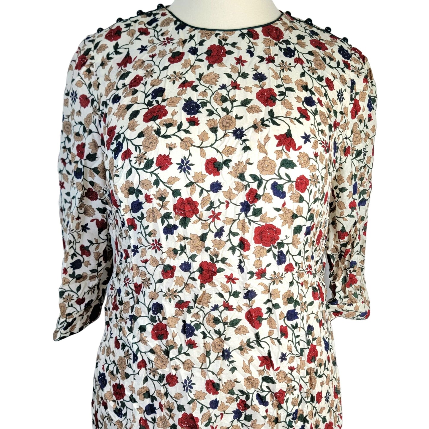 Lanz Vintage 90s Dress Set Women Plus 22W Floral Blouse Top Midi