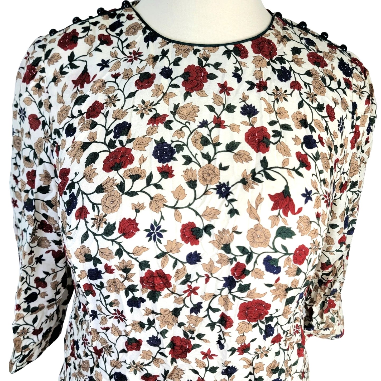 Lanz Vintage 90s Dress Set Women Plus 22W Floral Blouse Top Midi