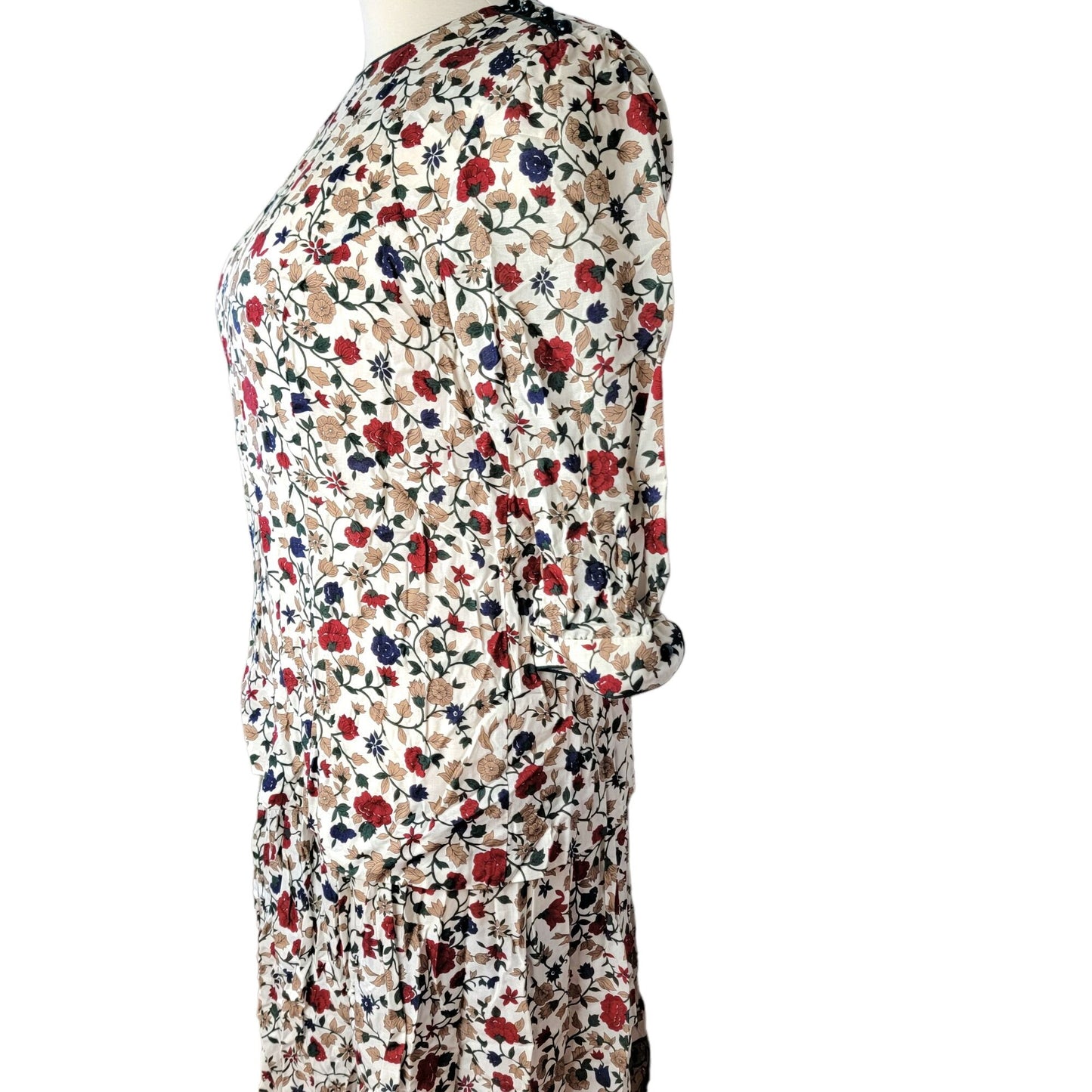 Lanz Vintage 90s Dress Set Women Plus 22W Floral Blouse Top Midi