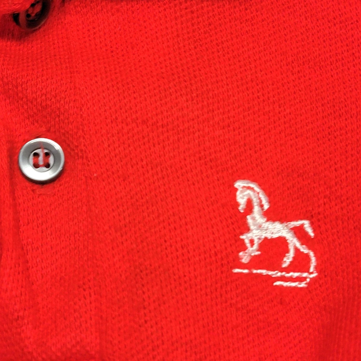 Vintage 60s Embroidered Horse Polo Shirt Boy 4 Red Long Sleeve