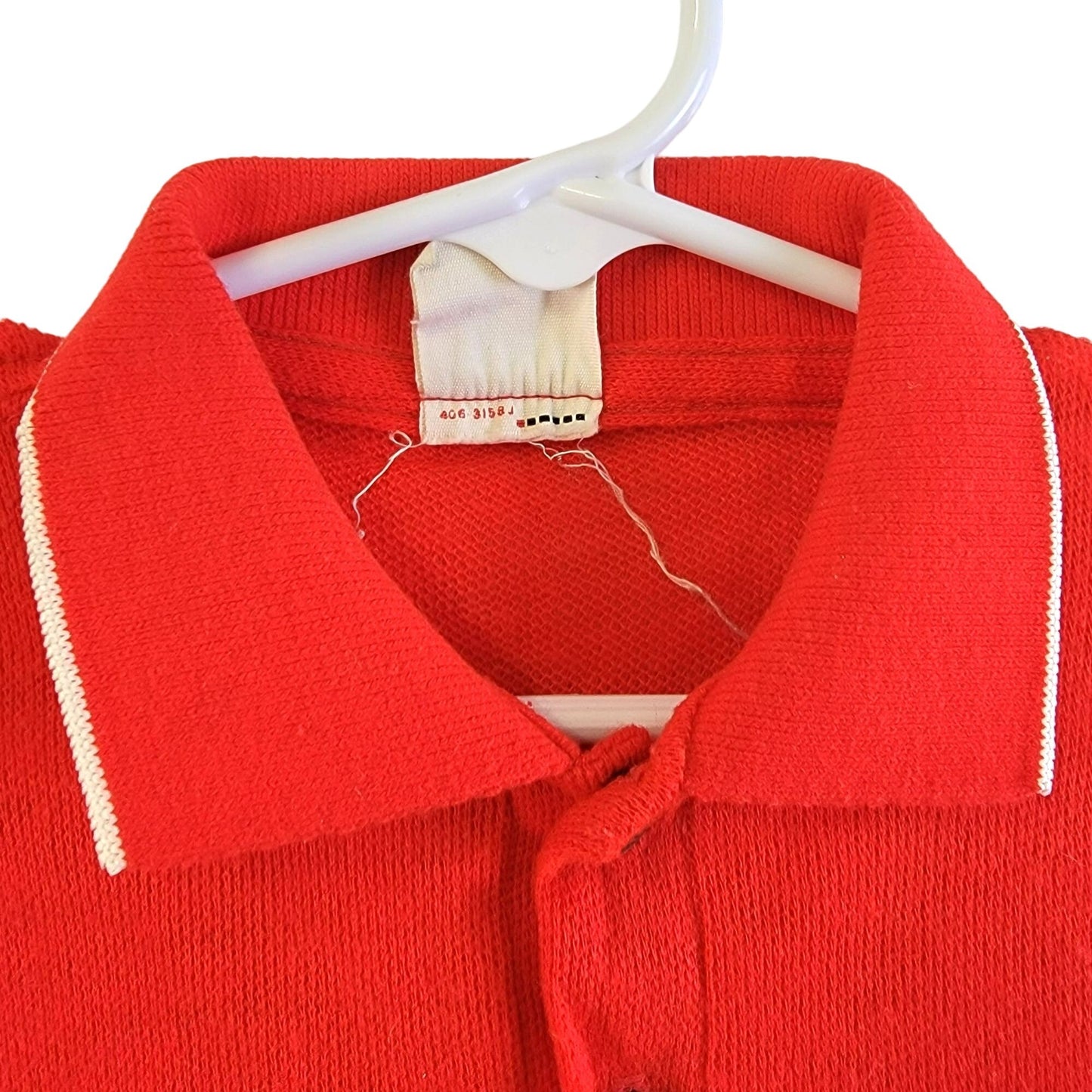 Vintage 60s Embroidered Horse Polo Shirt Boy 4 Red Long Sleeve