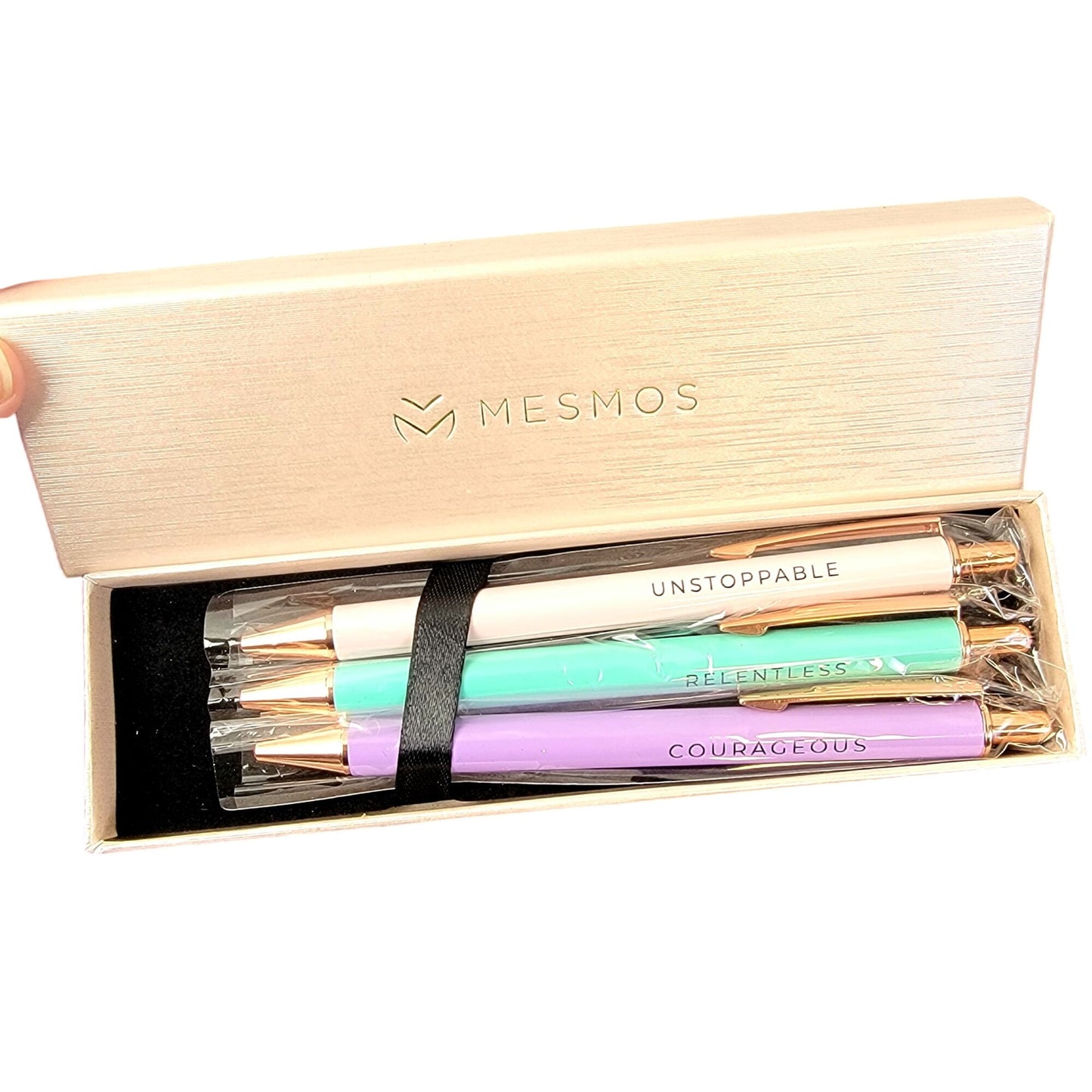 Mesmos Inspire Pen Set Metal Pastel Ballpoint Black Ink Pink Gift New In Box Mom Sister Daughter Friend