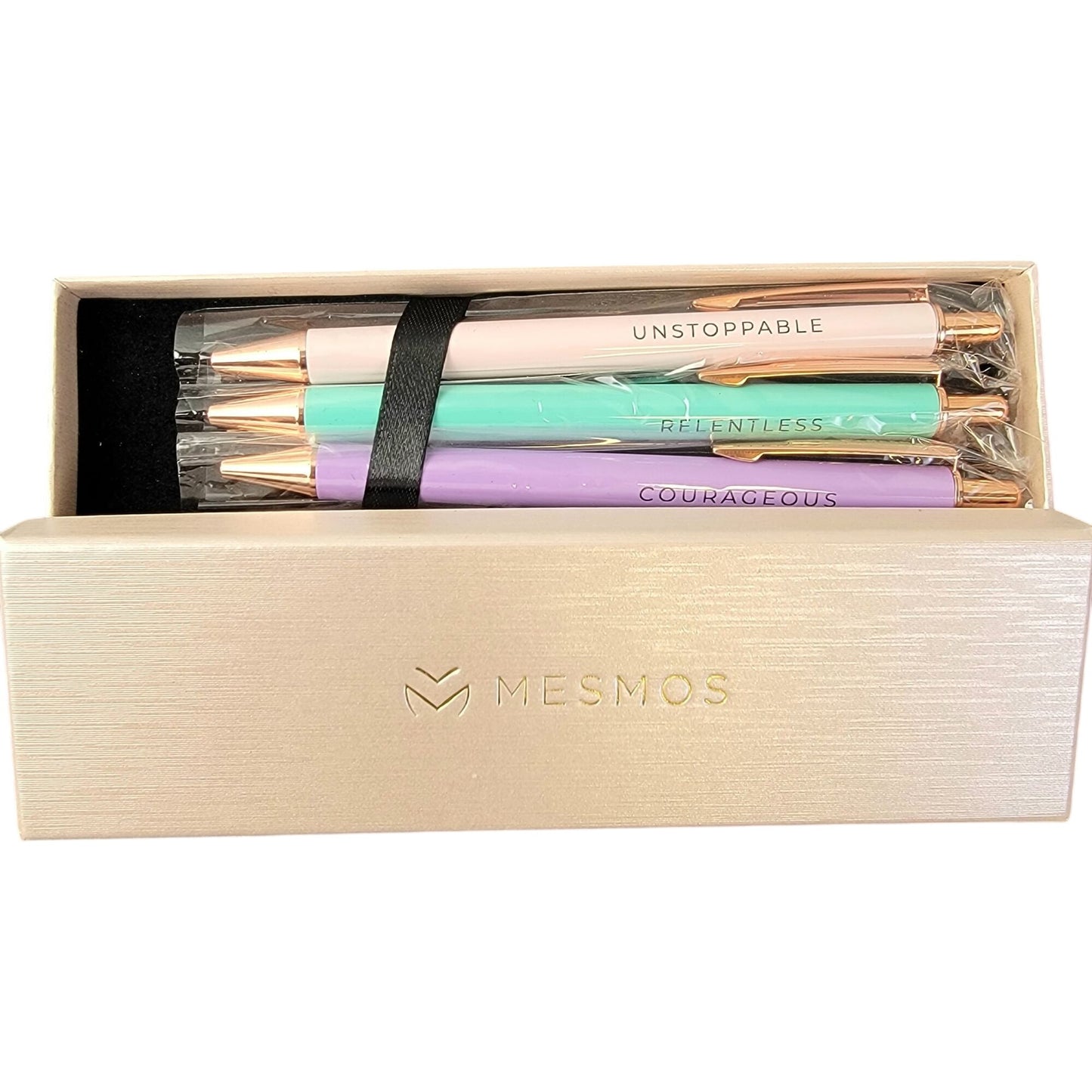Mesmos Inspire Pen Set Metal Pastel Ballpoint Black Ink Pink Gift New In Box Mom Sister Daughter Friend