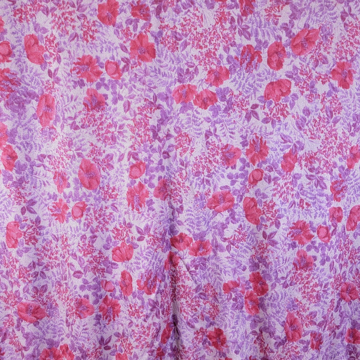 Vintage 70s Pink Floral Midi Dress Women 1X 18 Long Sleeve Nylon