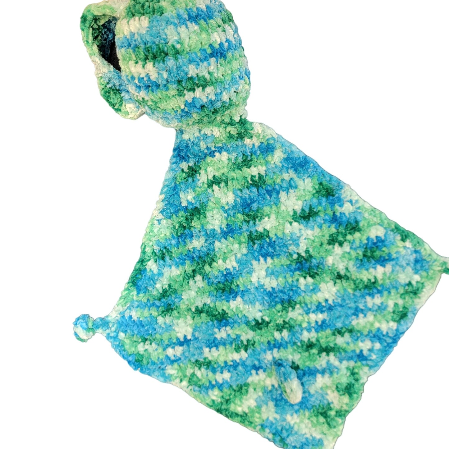 Bunny Comfort Blanket Baby Knit Chenille Blue Green Crochet Rabbit Photography