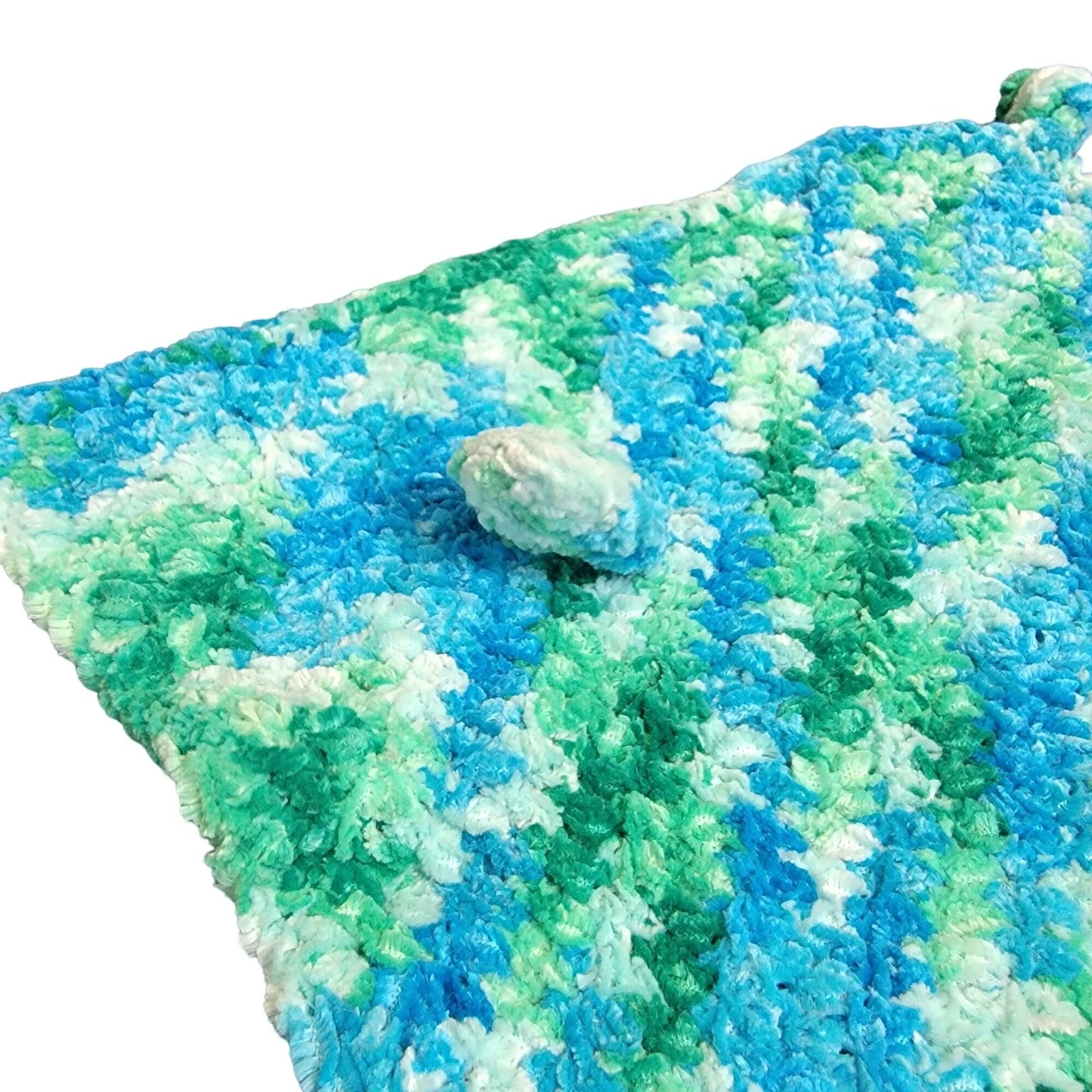 Bunny Comfort Blanket Baby Knit Chenille Blue Green Crochet Rabbit Photography