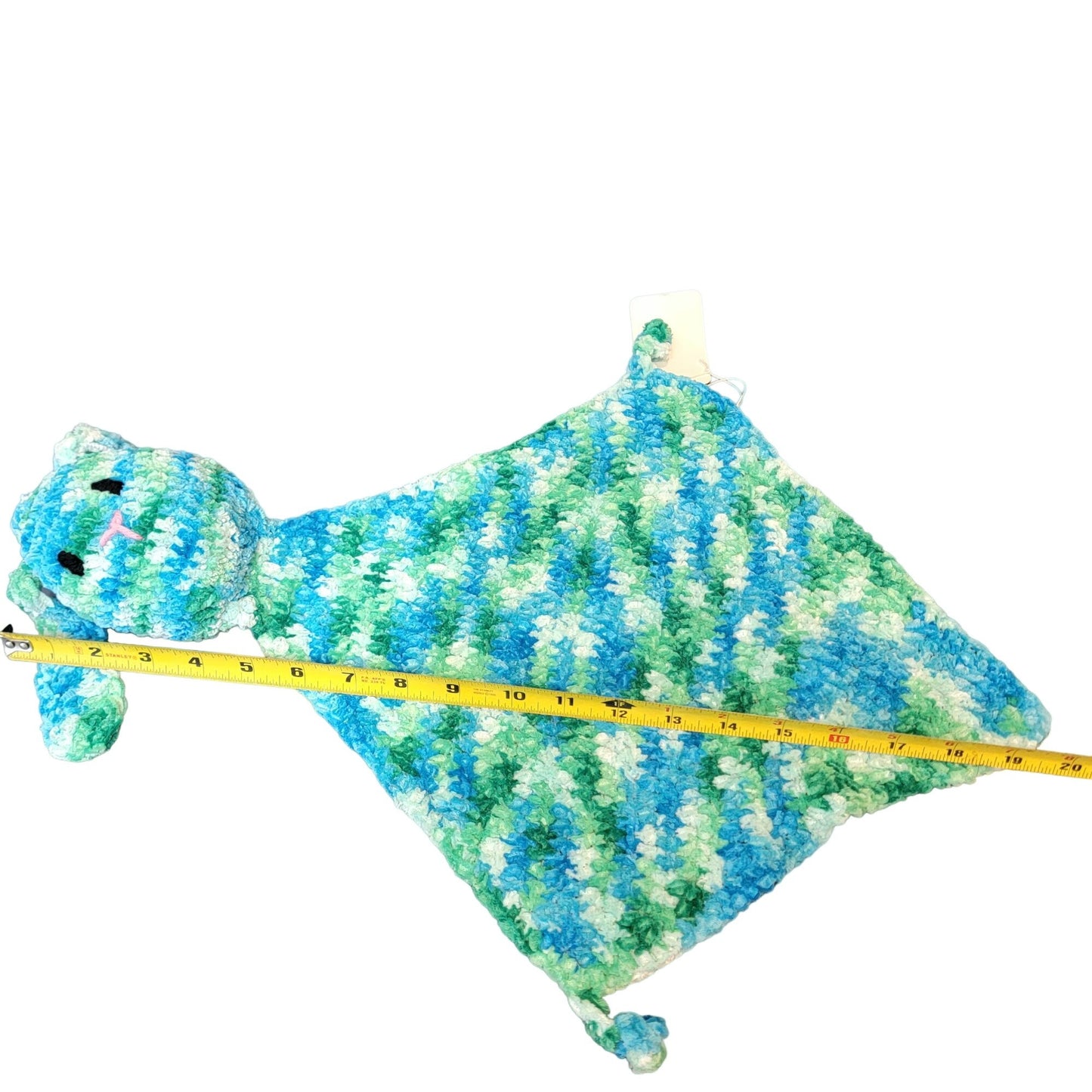 Bunny Comfort Blanket Baby Knit Chenille Blue Green Crochet Rabbit Photography