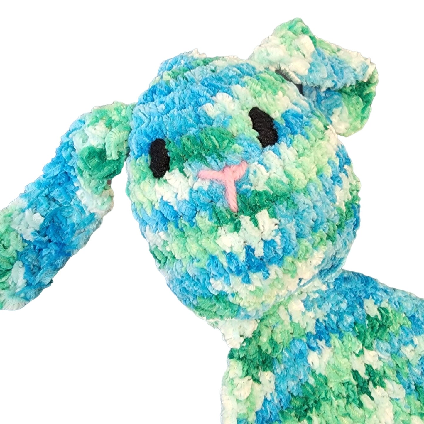 Bunny Comfort Blanket Baby Knit Chenille Blue Green Crochet Rabbit Photography