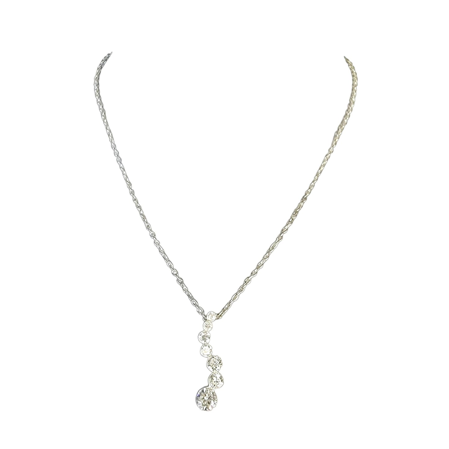 Crystal Cascade Necklace Silver Tone Clasp Women Jewelry Adjustable Chain New