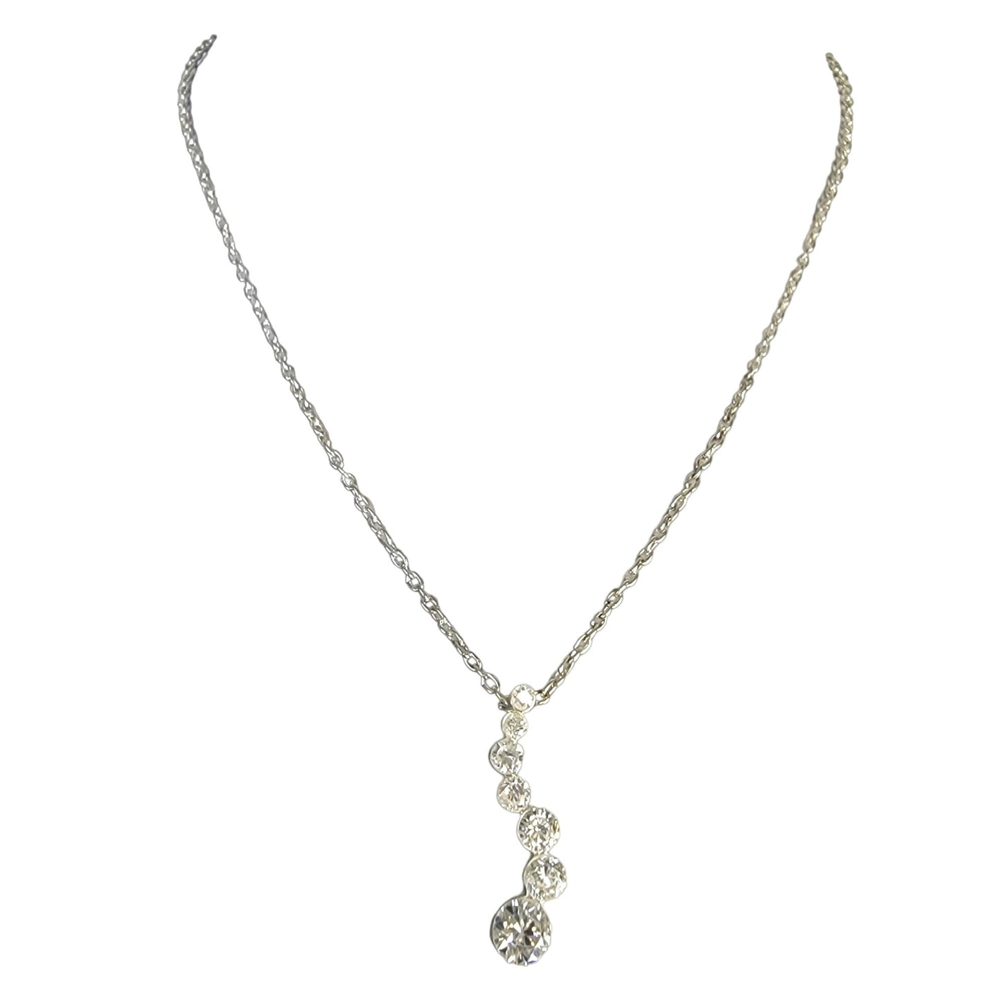Crystal Cascade Necklace Silver Tone Clasp Women Jewelry Adjustable Chain New
