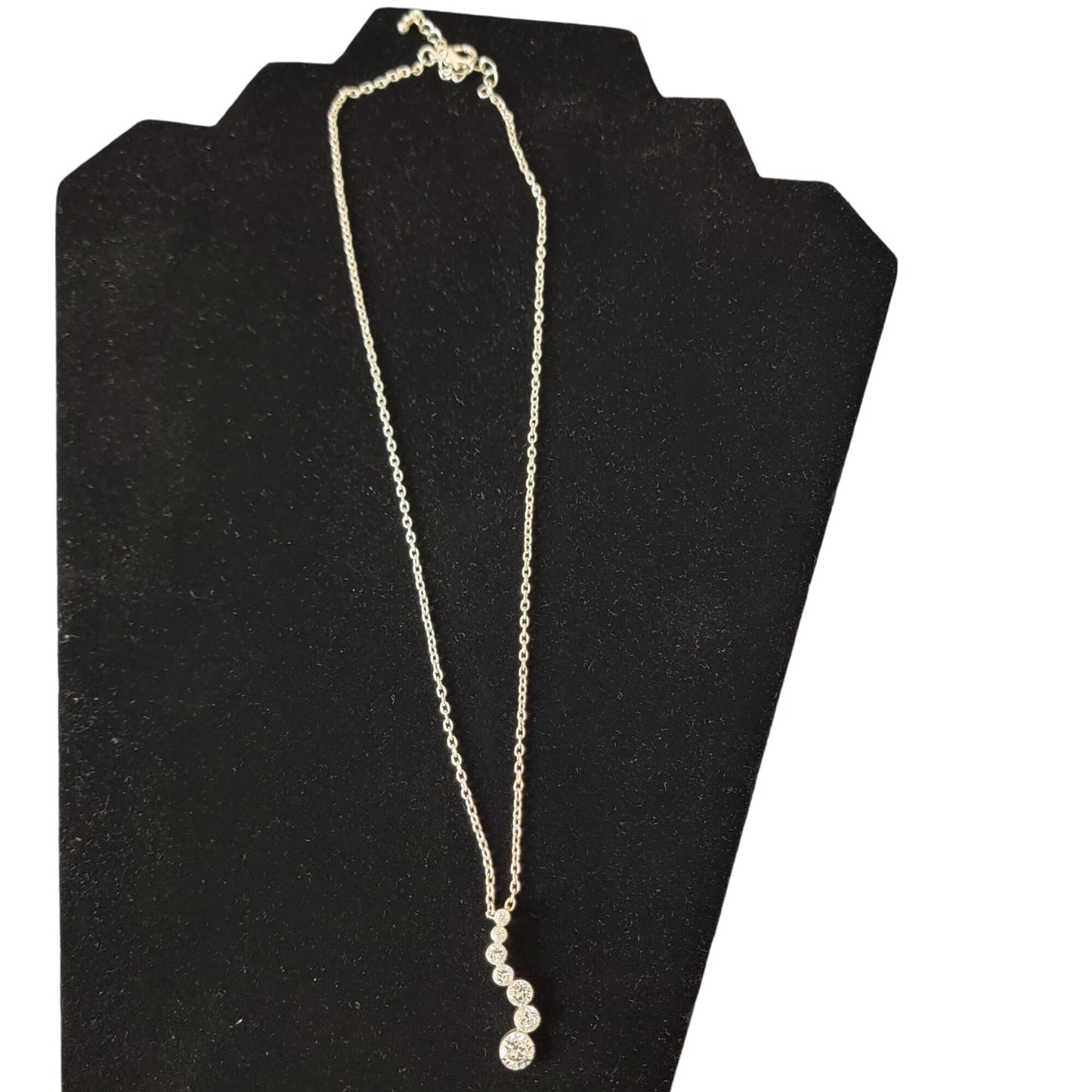 Crystal Cascade Necklace Silver Tone Clasp Women Jewelry Adjustable Chain New