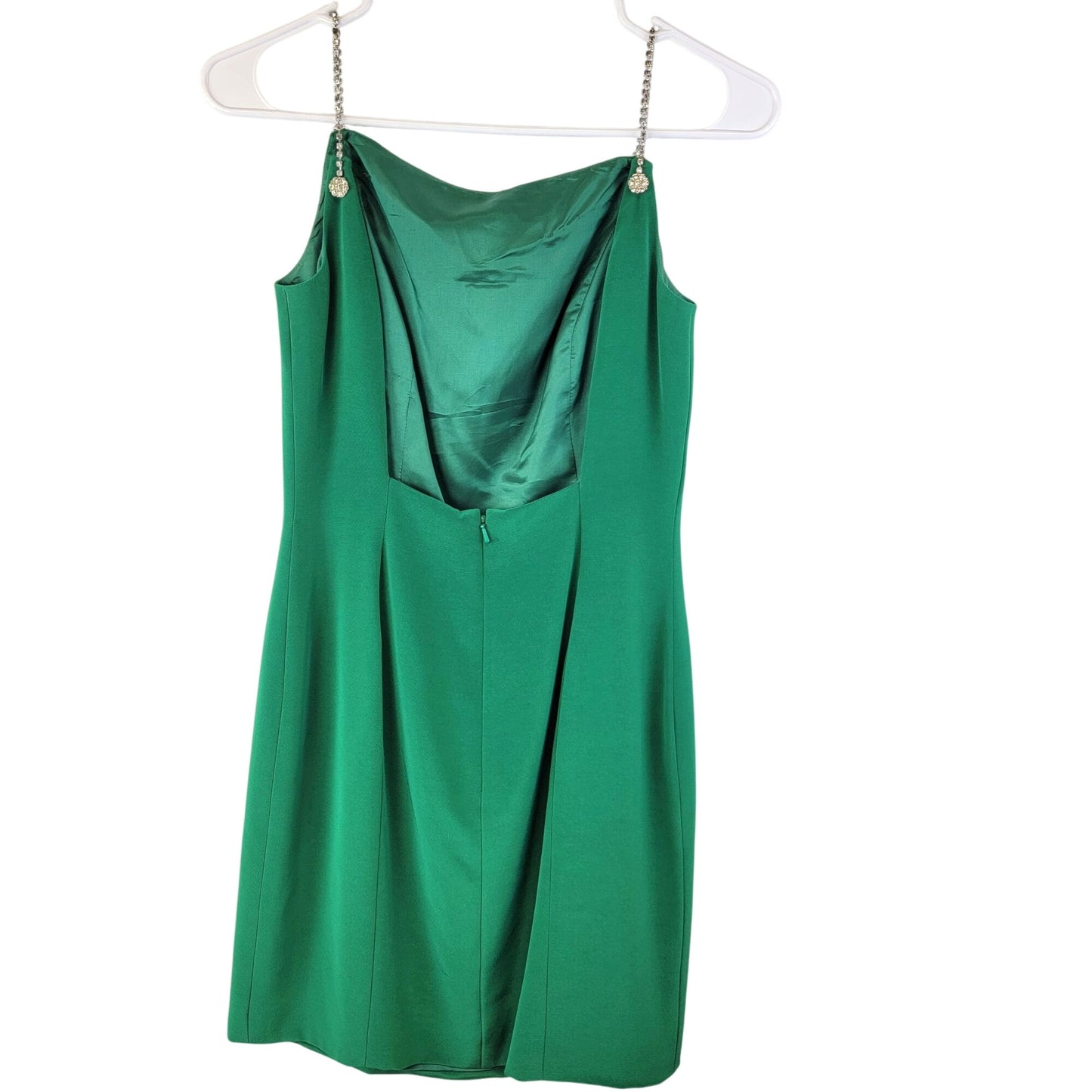 Della Roufogali Vintage 90s Mini Dress Women 6 Green Crystal Strap Small Formal Party